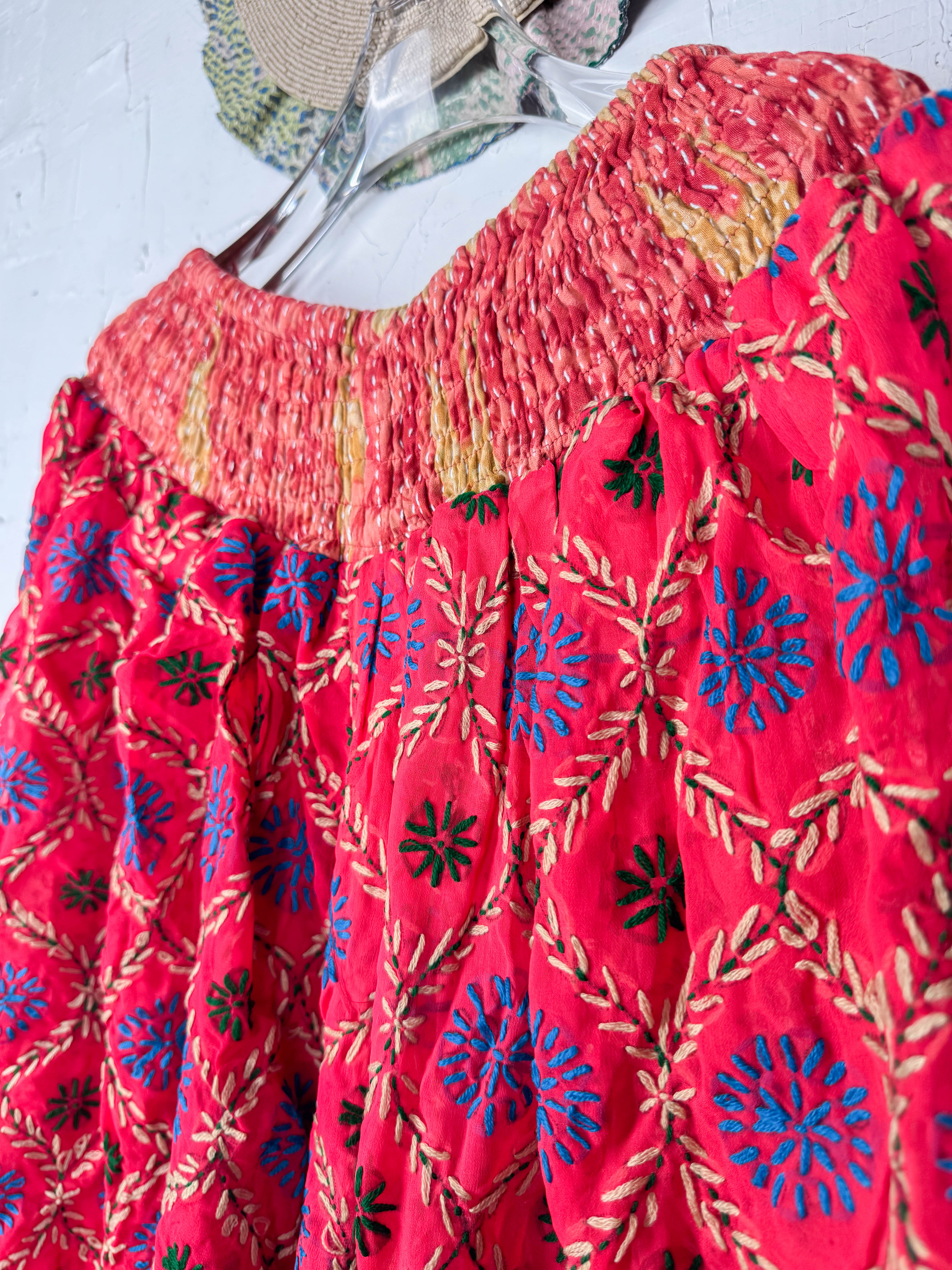 geometric embroidered pants- Love Protect Sustain