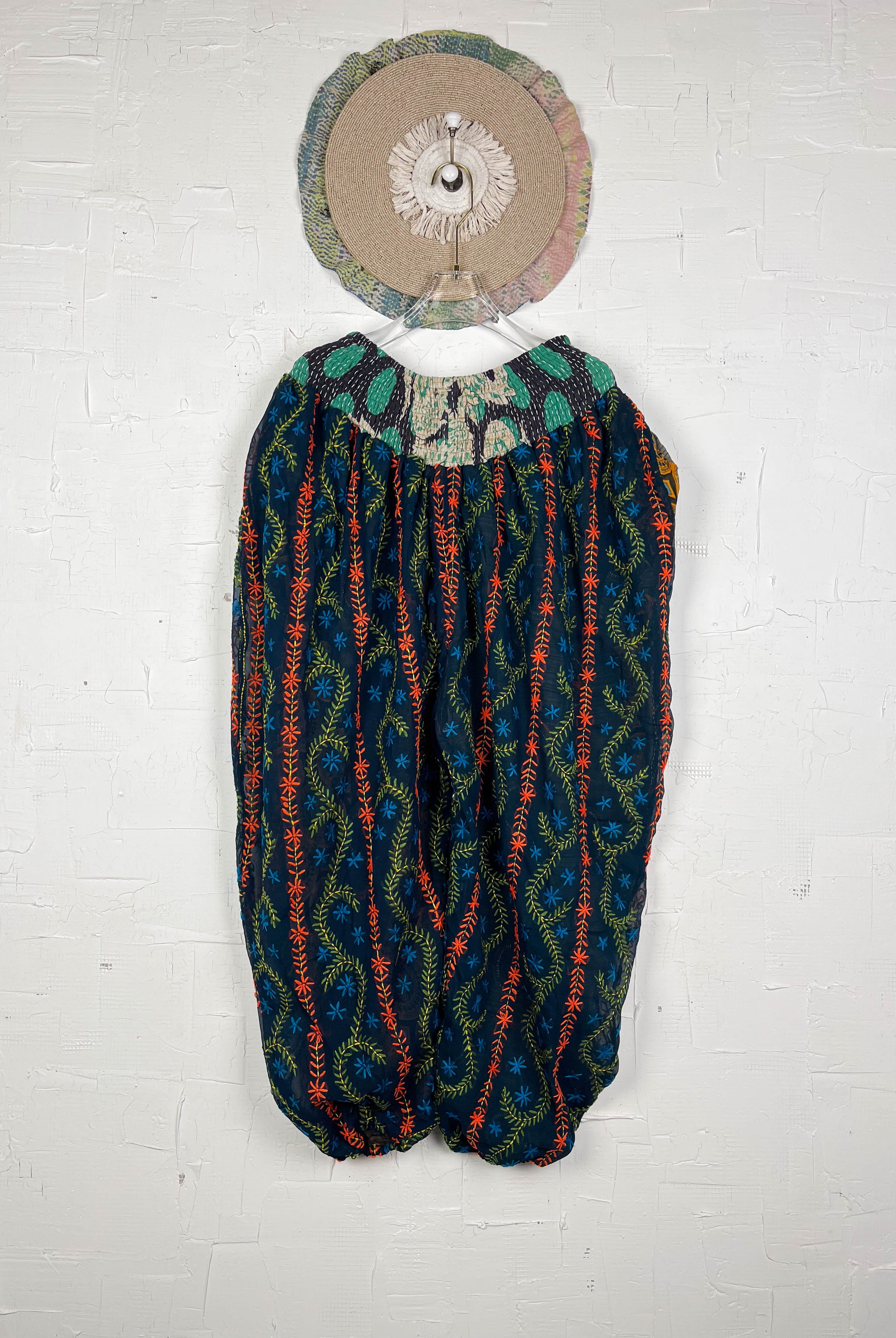 geometric embroidered pants- Love Protect Sustain