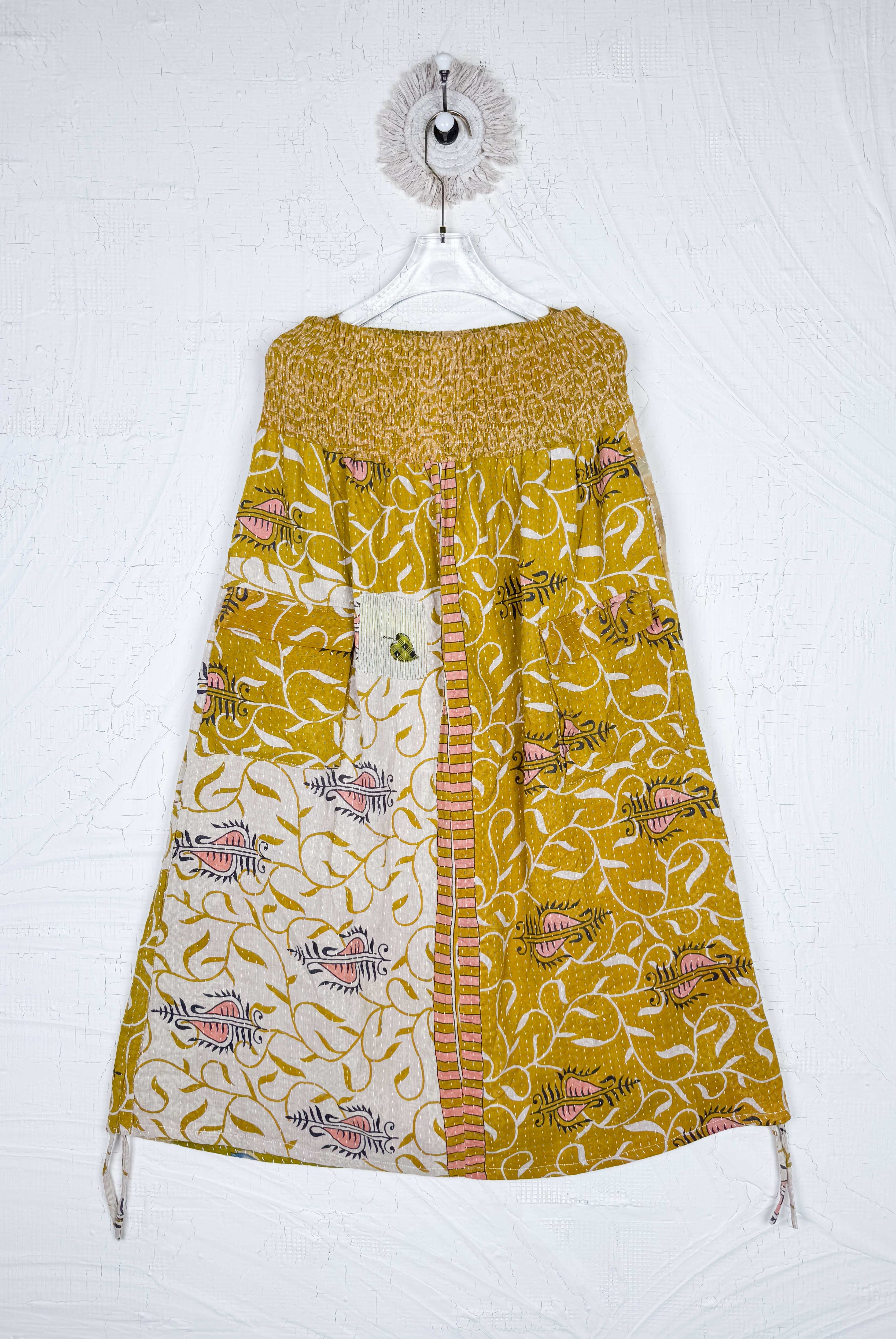 green adjustable kantha skirt - Love Protect Sustain