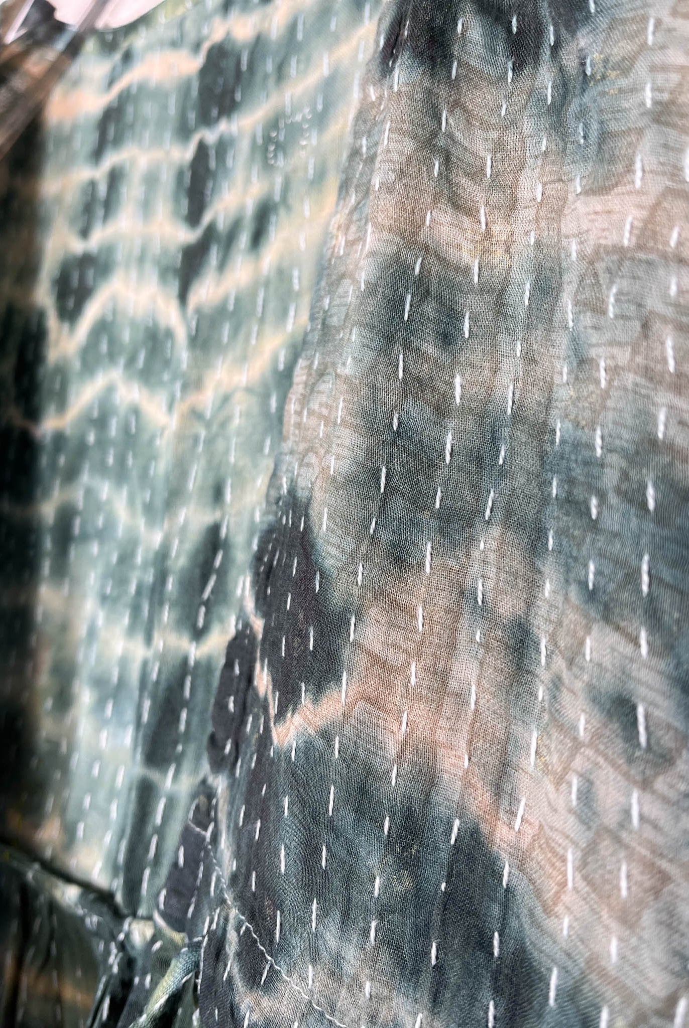 green kantha tie dye jumpsuit - Love Protect Sustain