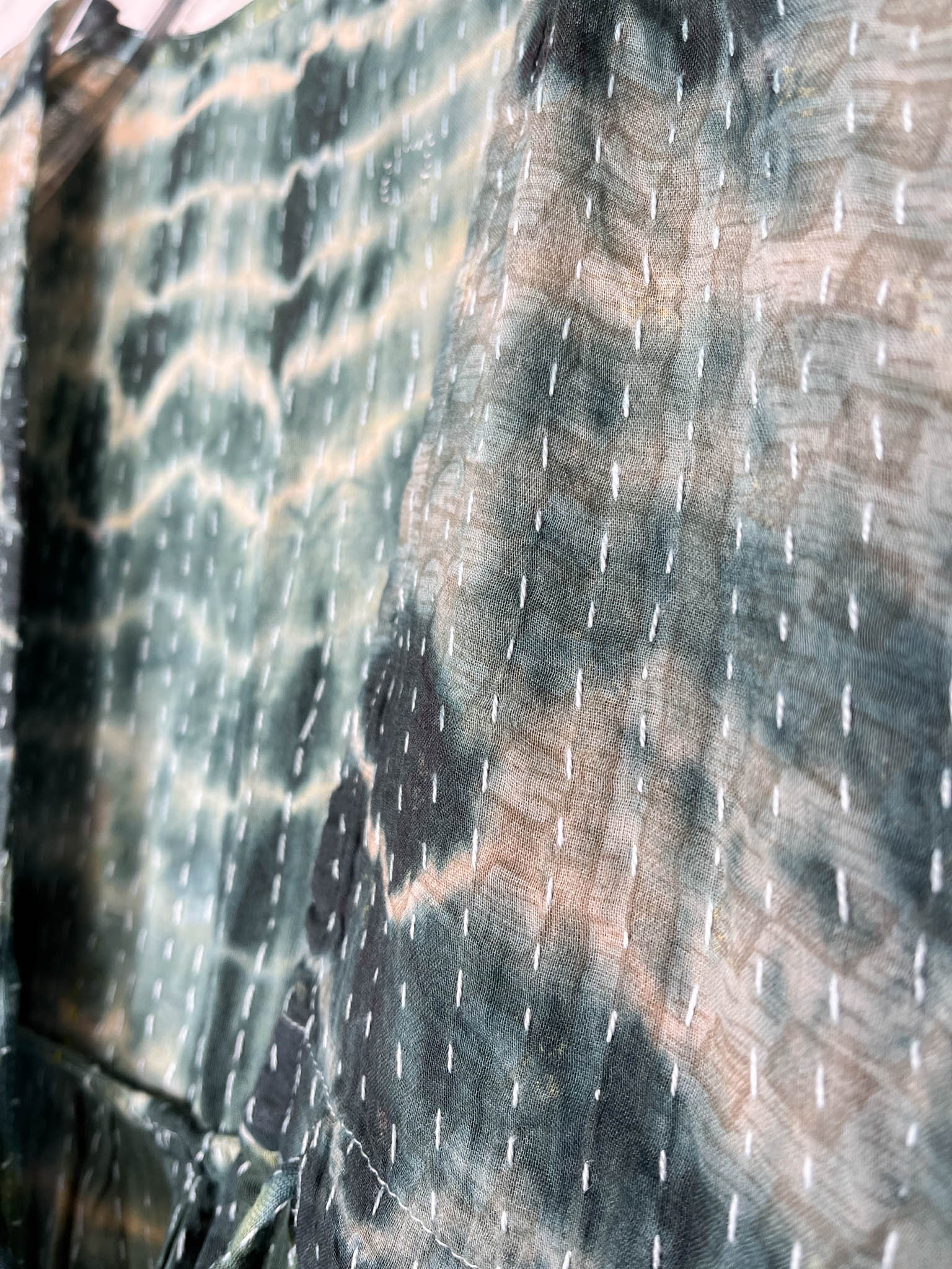 green kantha tie dye jumpsuit - Love Protect Sustain