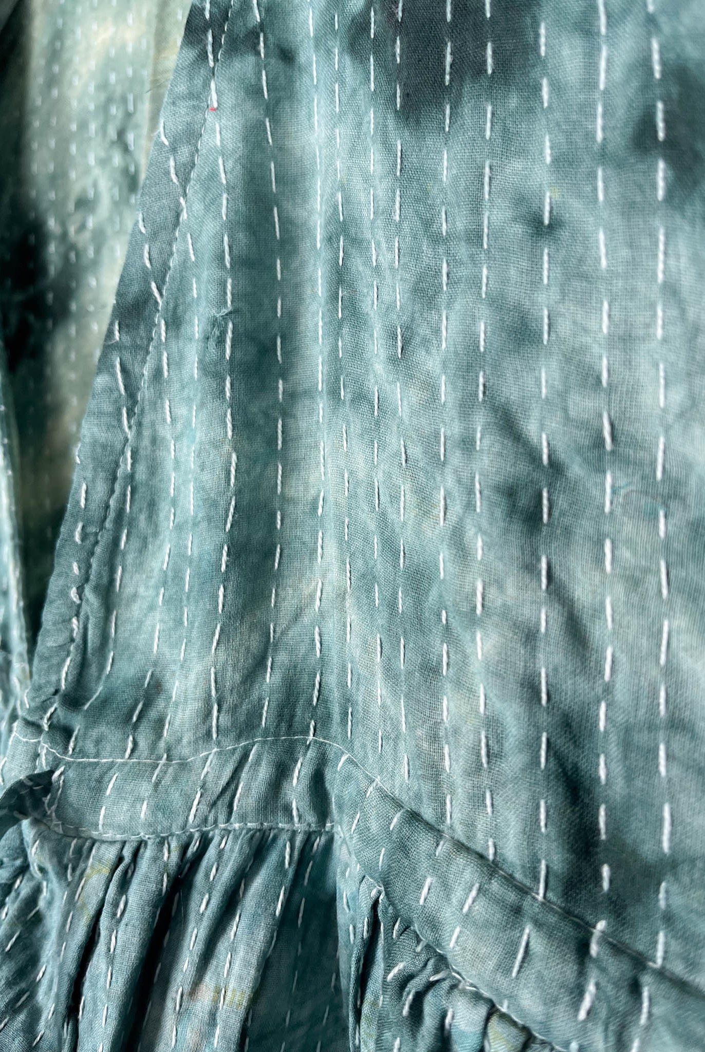 green tie dye kantha jumpsuit - Love Protect Sustain