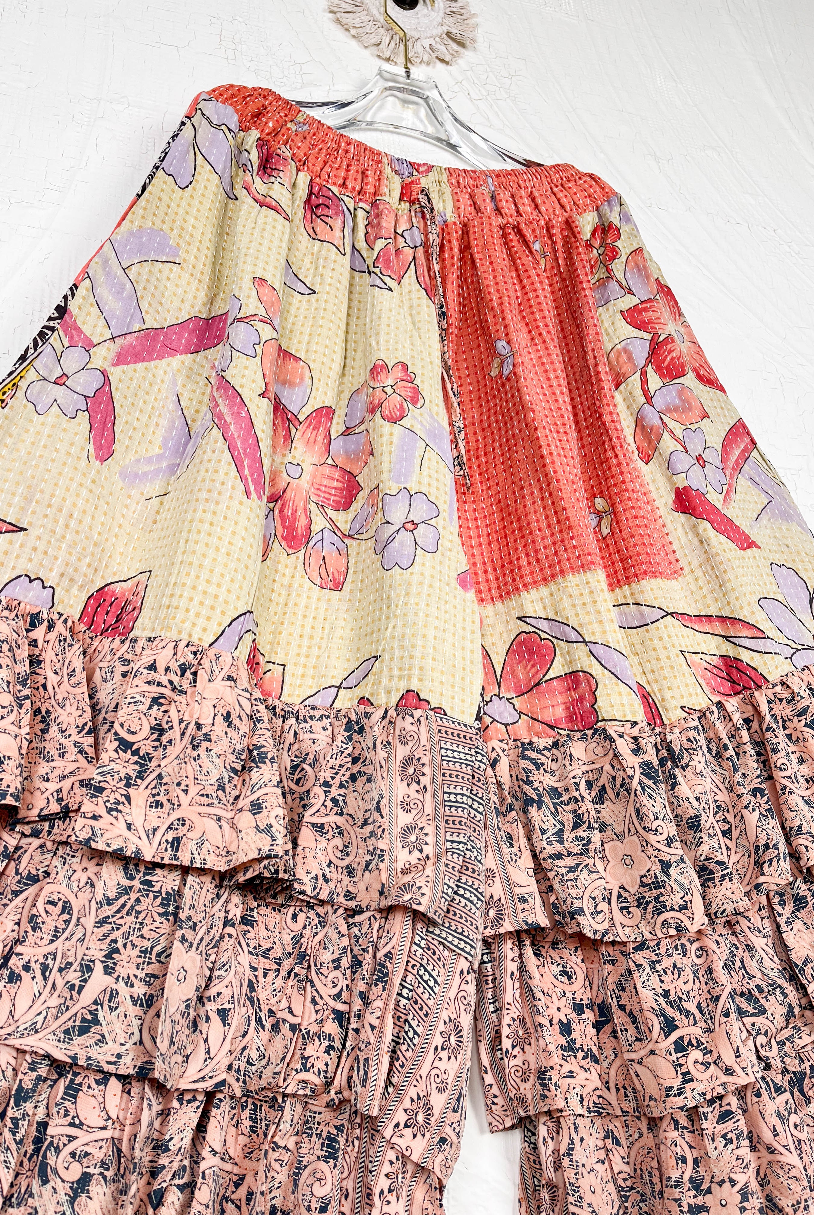 handmade wide leg ruffle pants - Love Protect Sustain