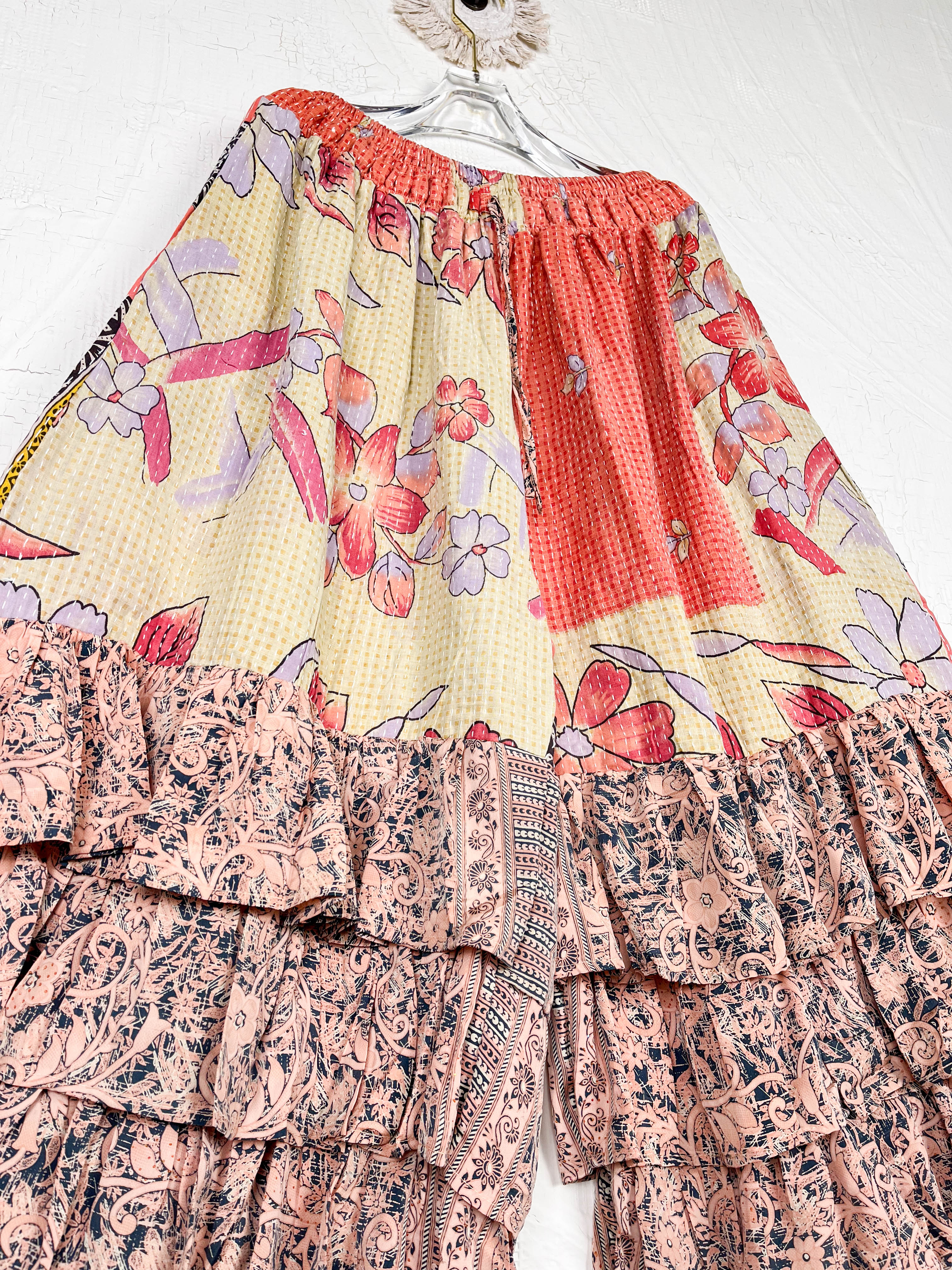 handmade wide leg ruffle pants - Love Protect Sustain