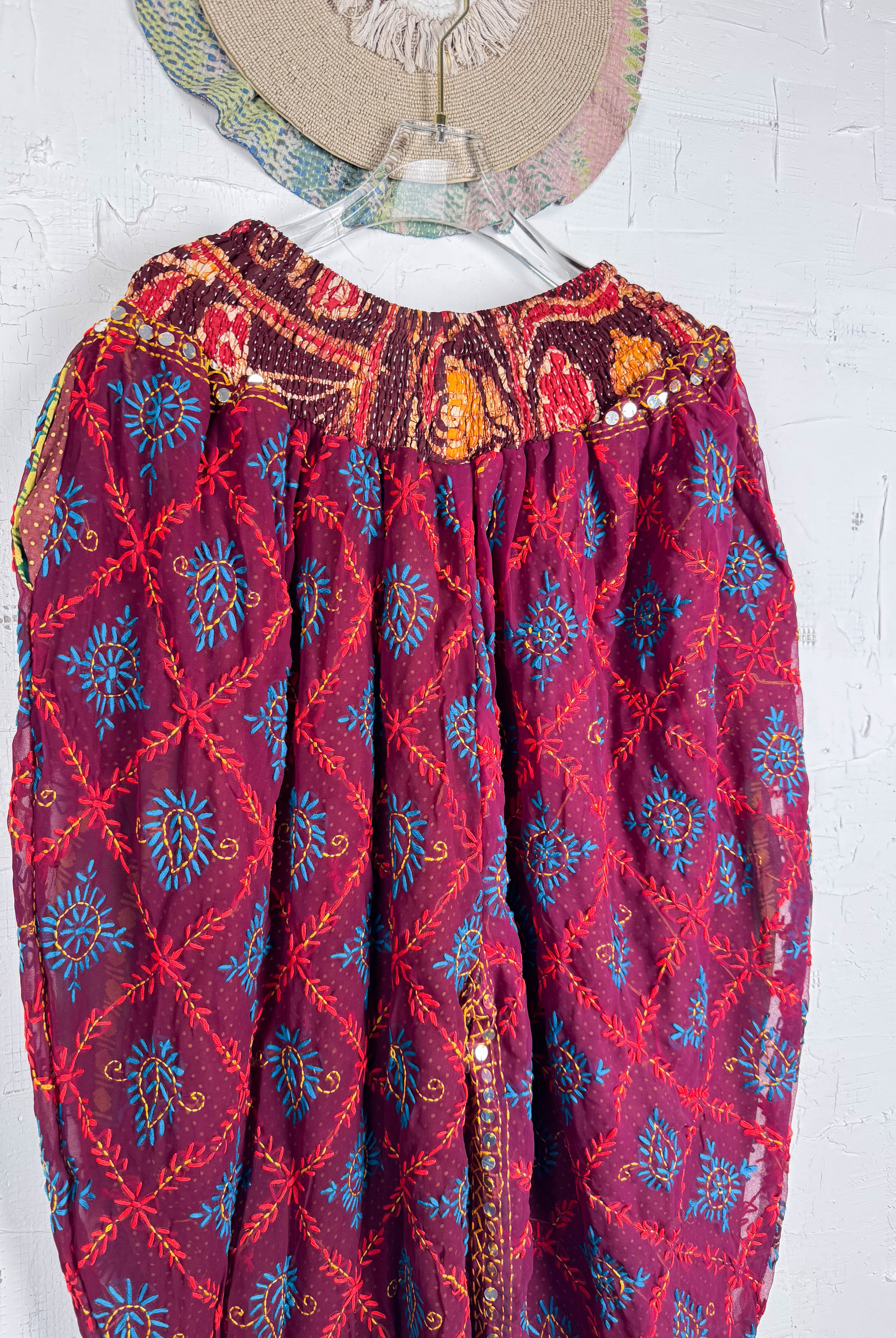 harem pants embroidered- Love Protect Sustain
