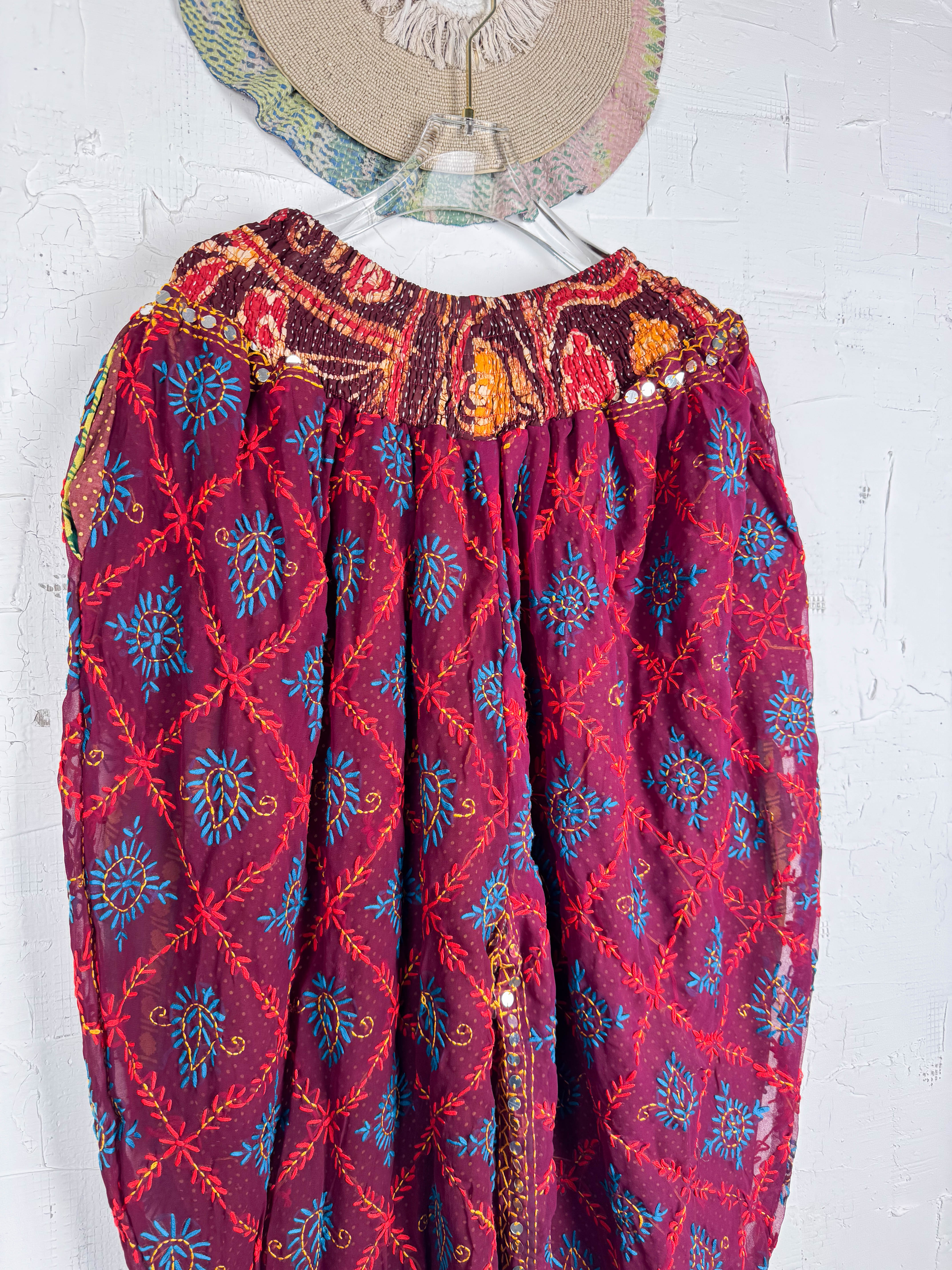 harem pants embroidered- Love Protect Sustain