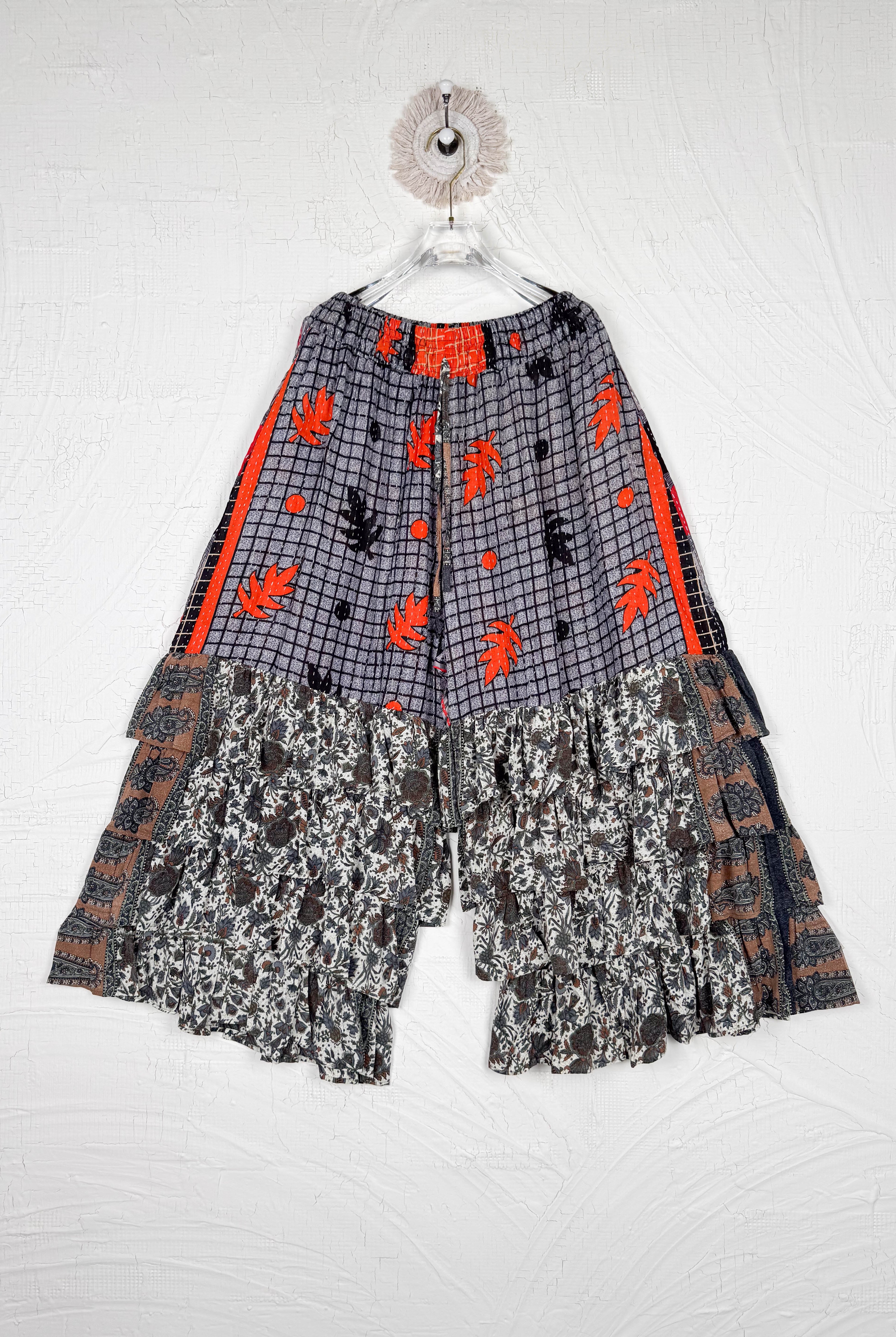 kantha silk frill pants - Love Protect Sustain