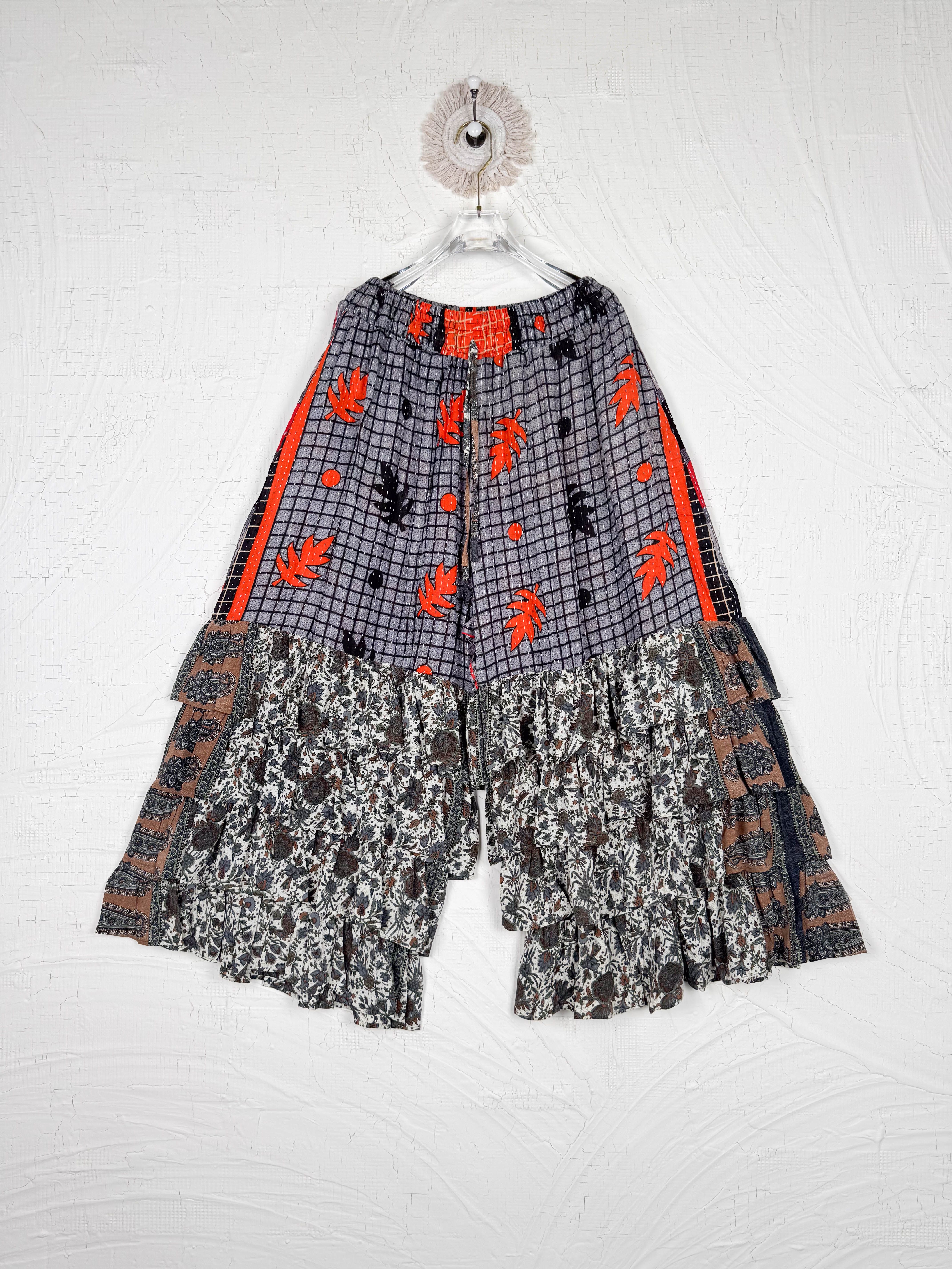 kantha silk frill pants - Love Protect Sustain