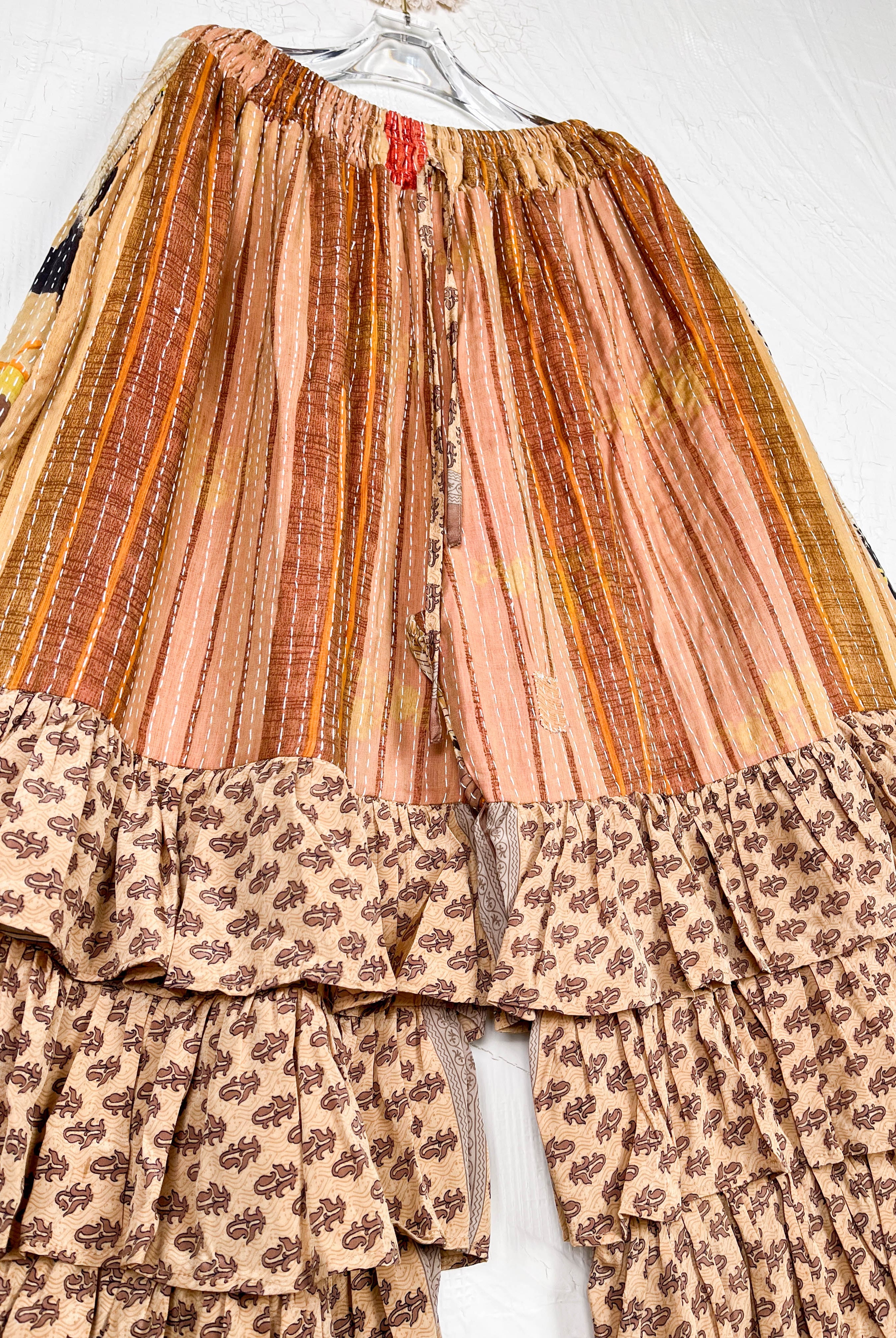 kantha silk frill pants - Love Protect Sustain