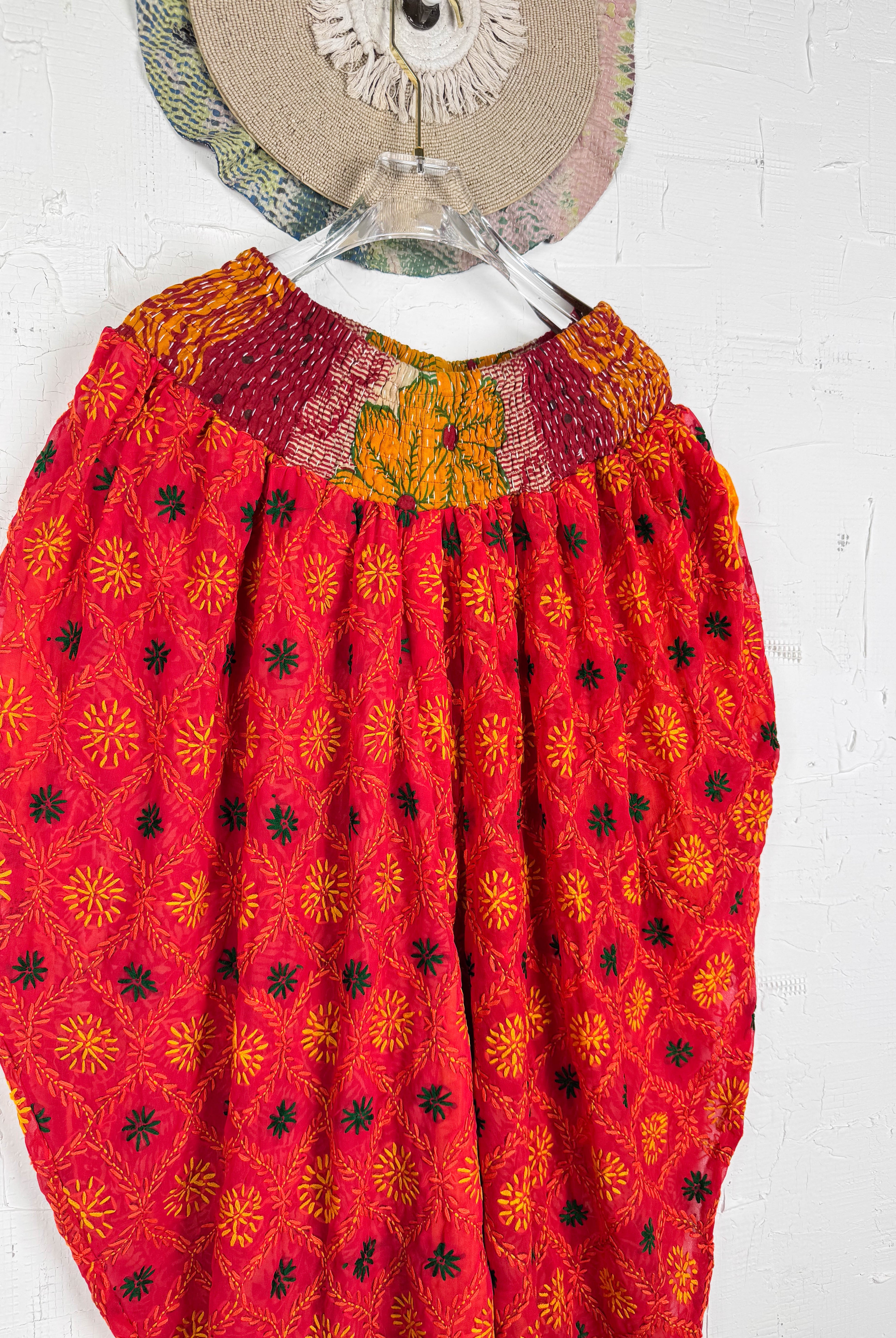 palazzo pants embroidered- Love Protect Sustain