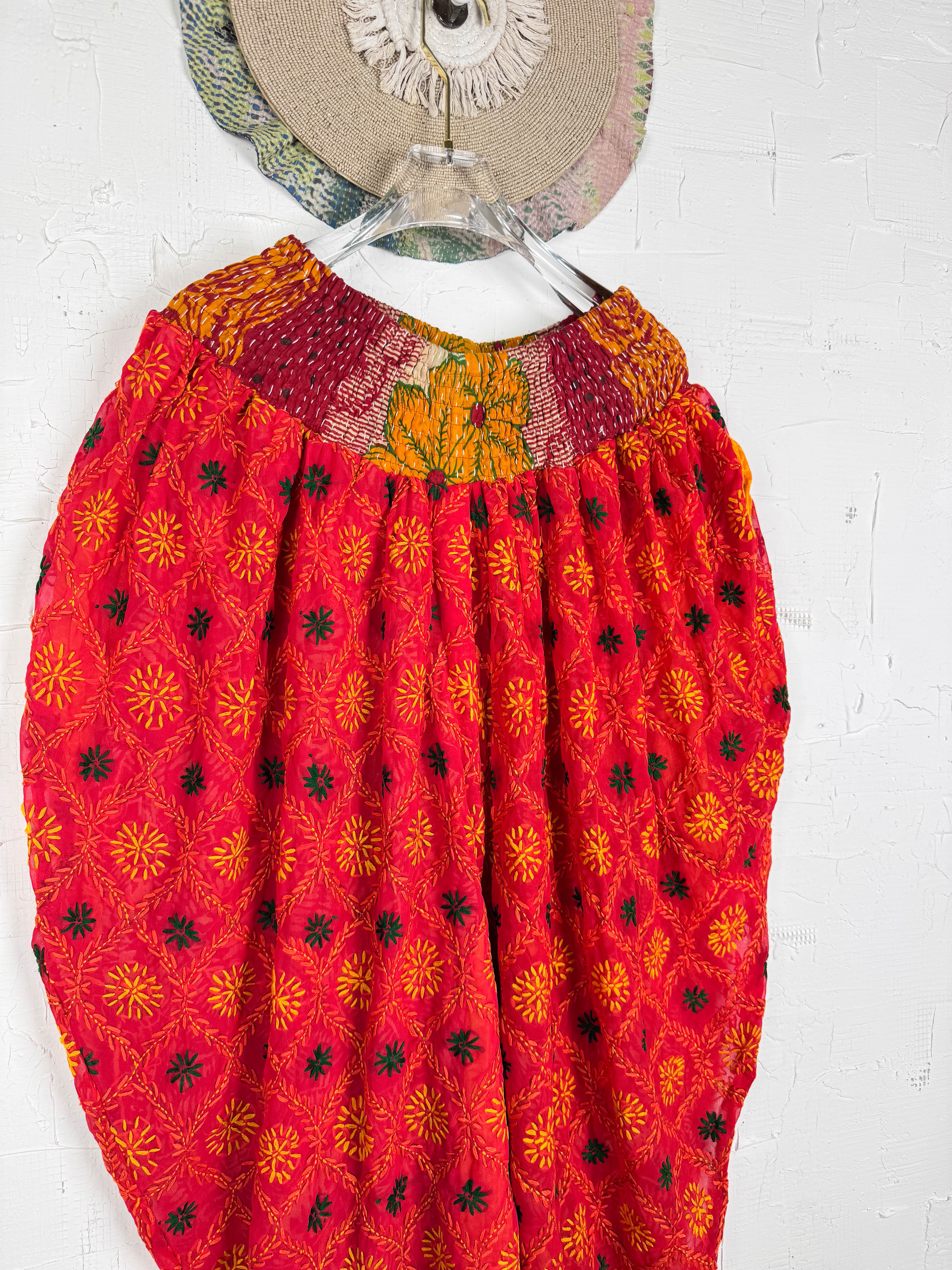 palazzo pants embroidered- Love Protect Sustain