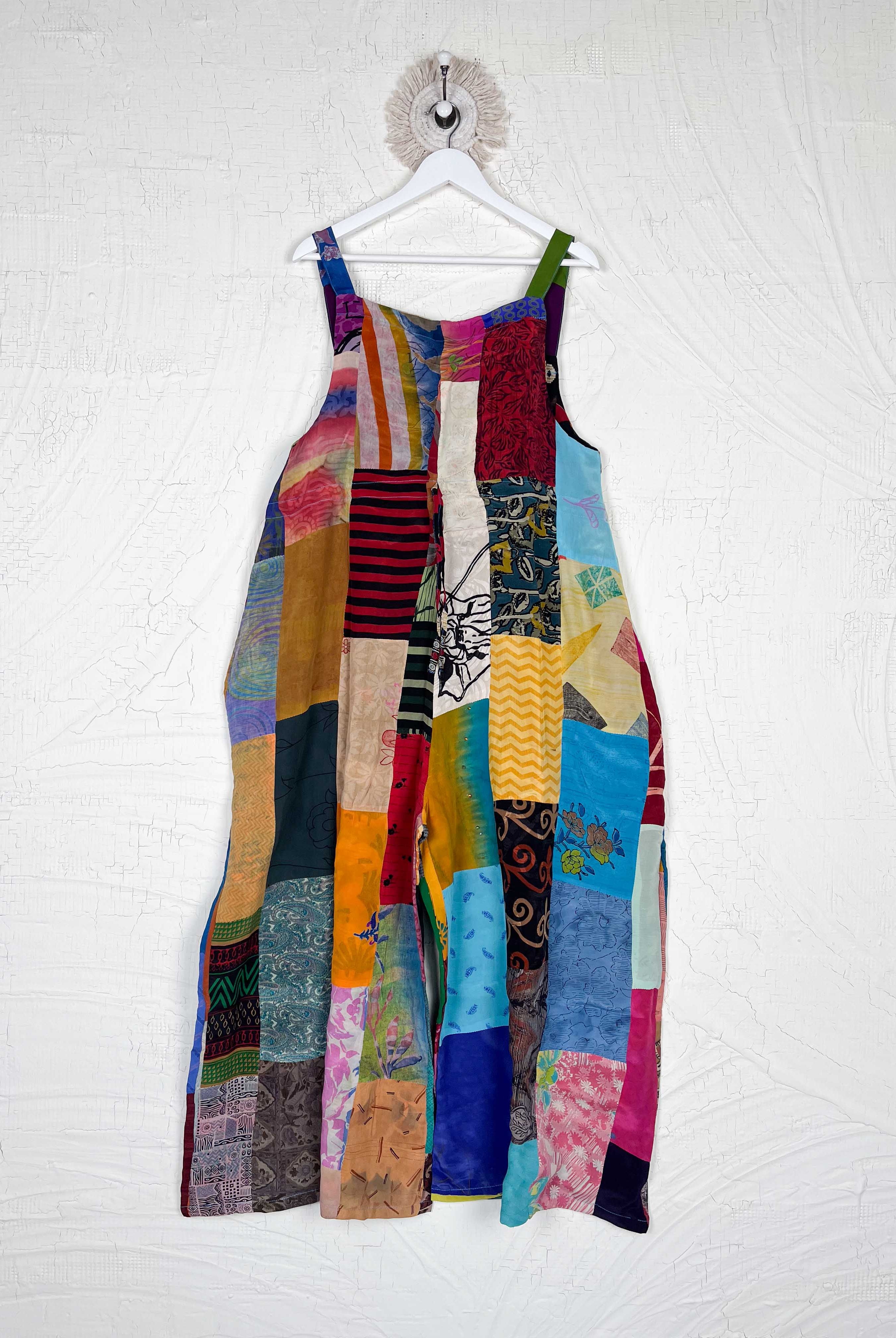 patchwork wide-leg jumpsuit dress - Love Protect Sustain