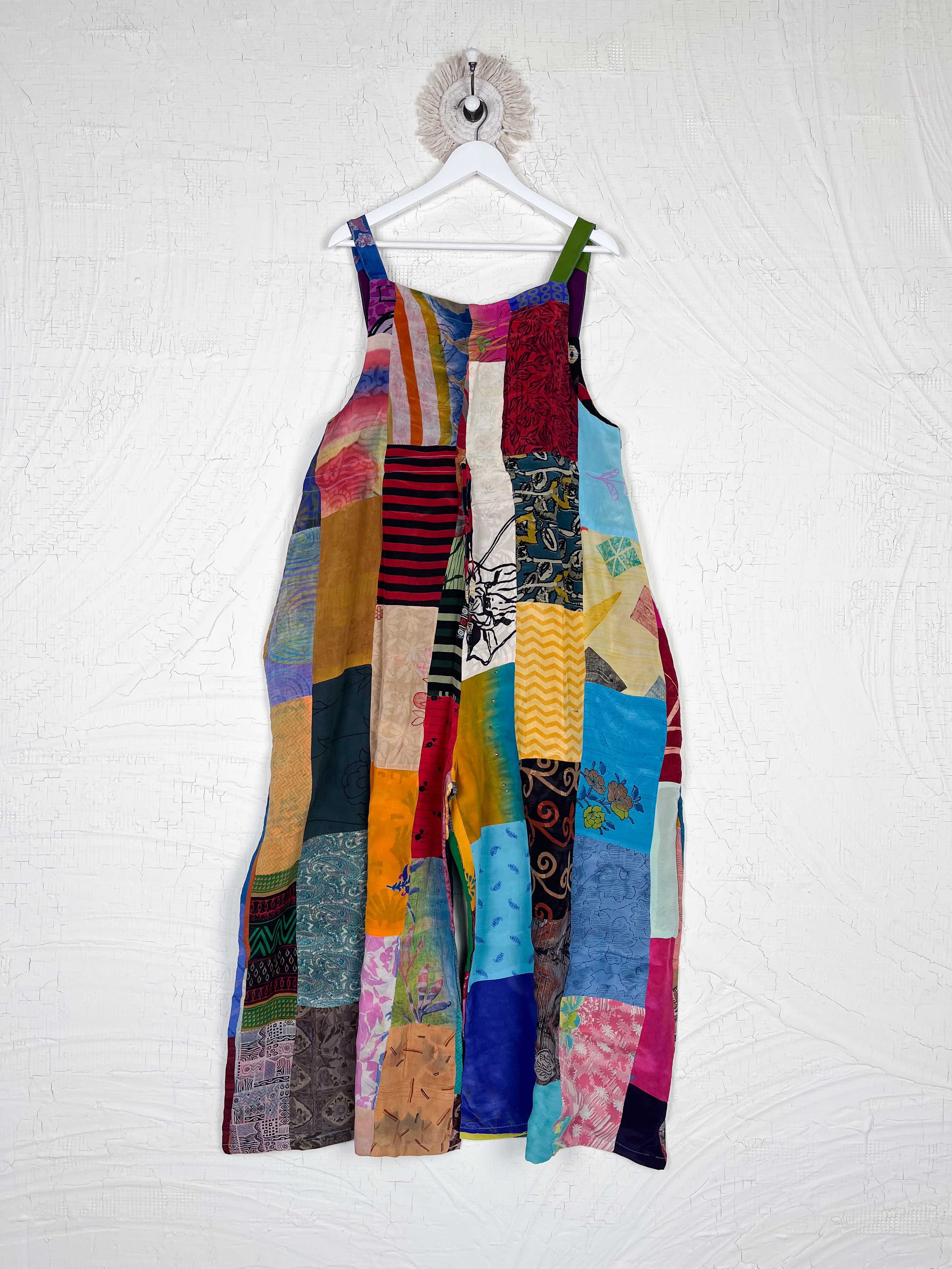 patchwork wide-leg jumpsuit dress - Love Protect Sustain