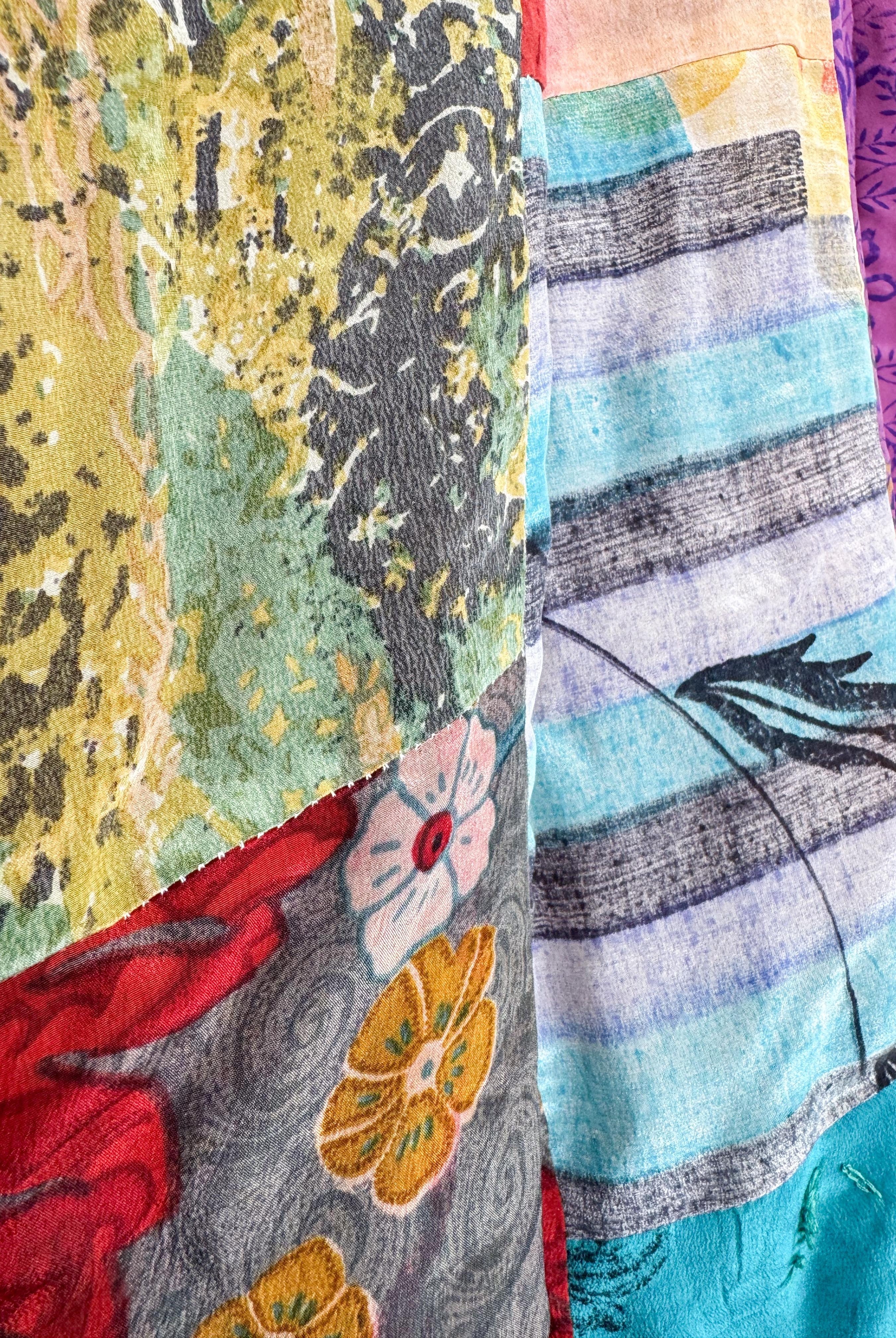 patchwork hippie romper adjustable straps - Love Protect Sustain