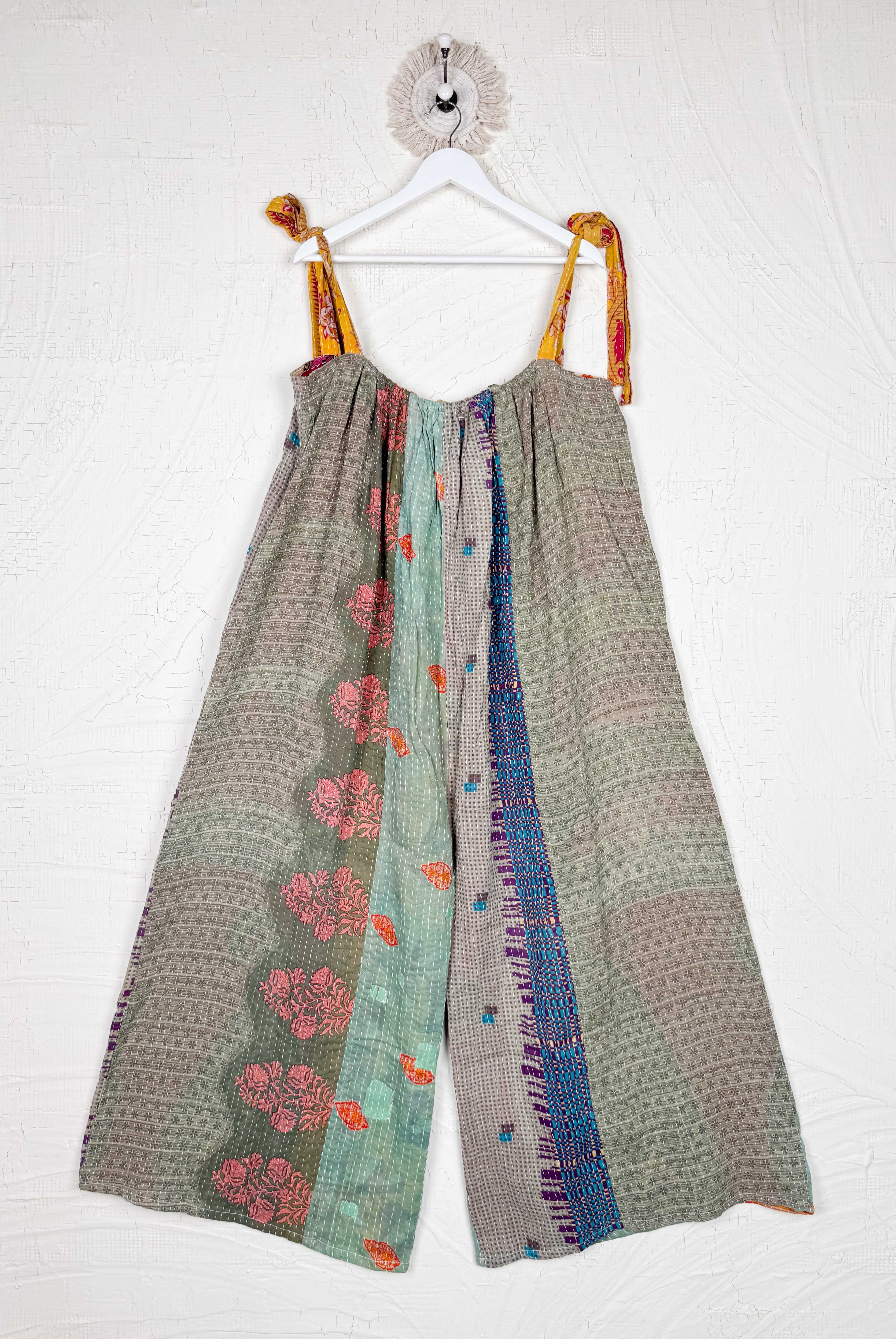 patchwork strap jumpsuit - Love Protect Sustain