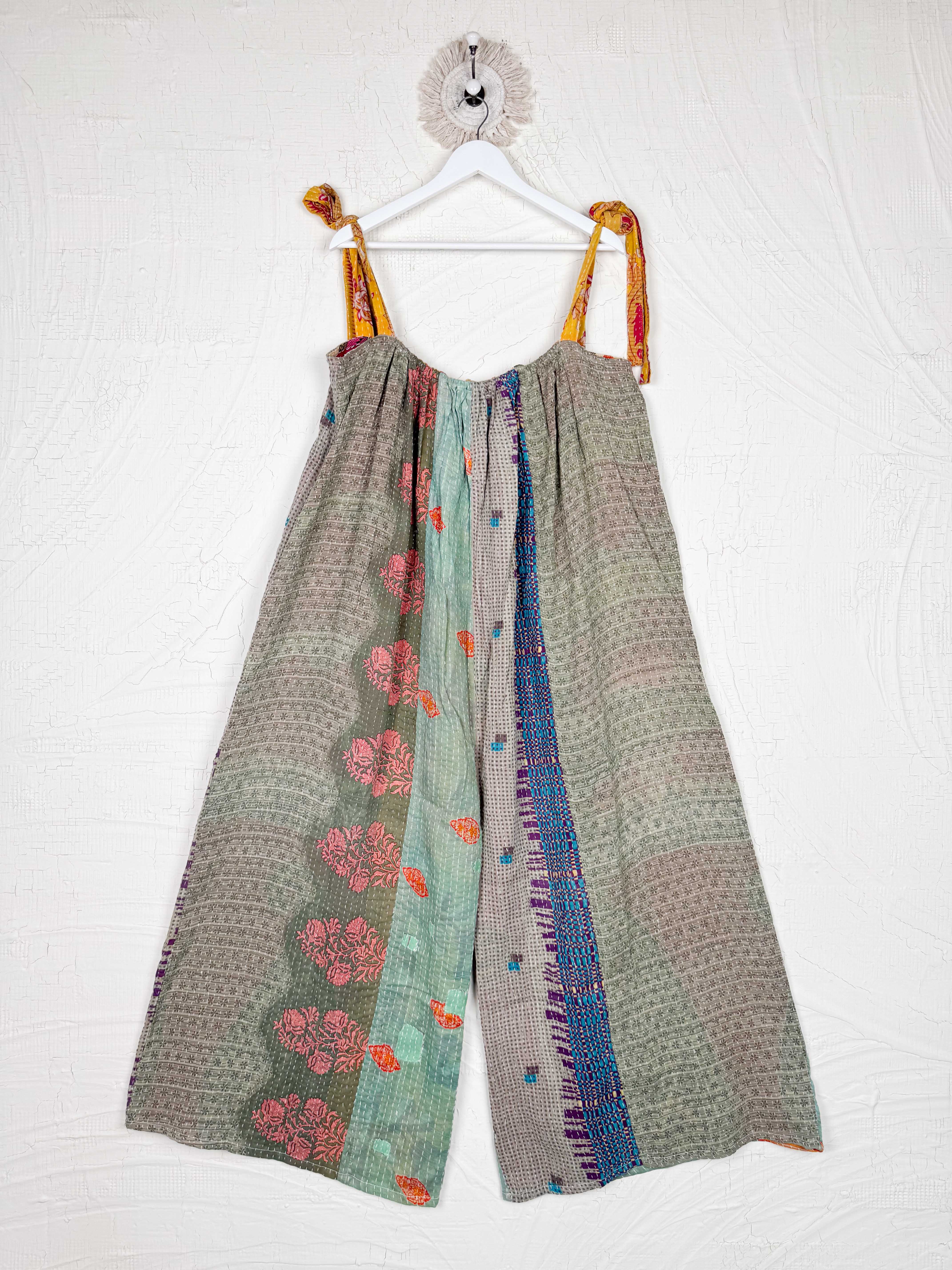 patchwork strap jumpsuit - Love Protect Sustain