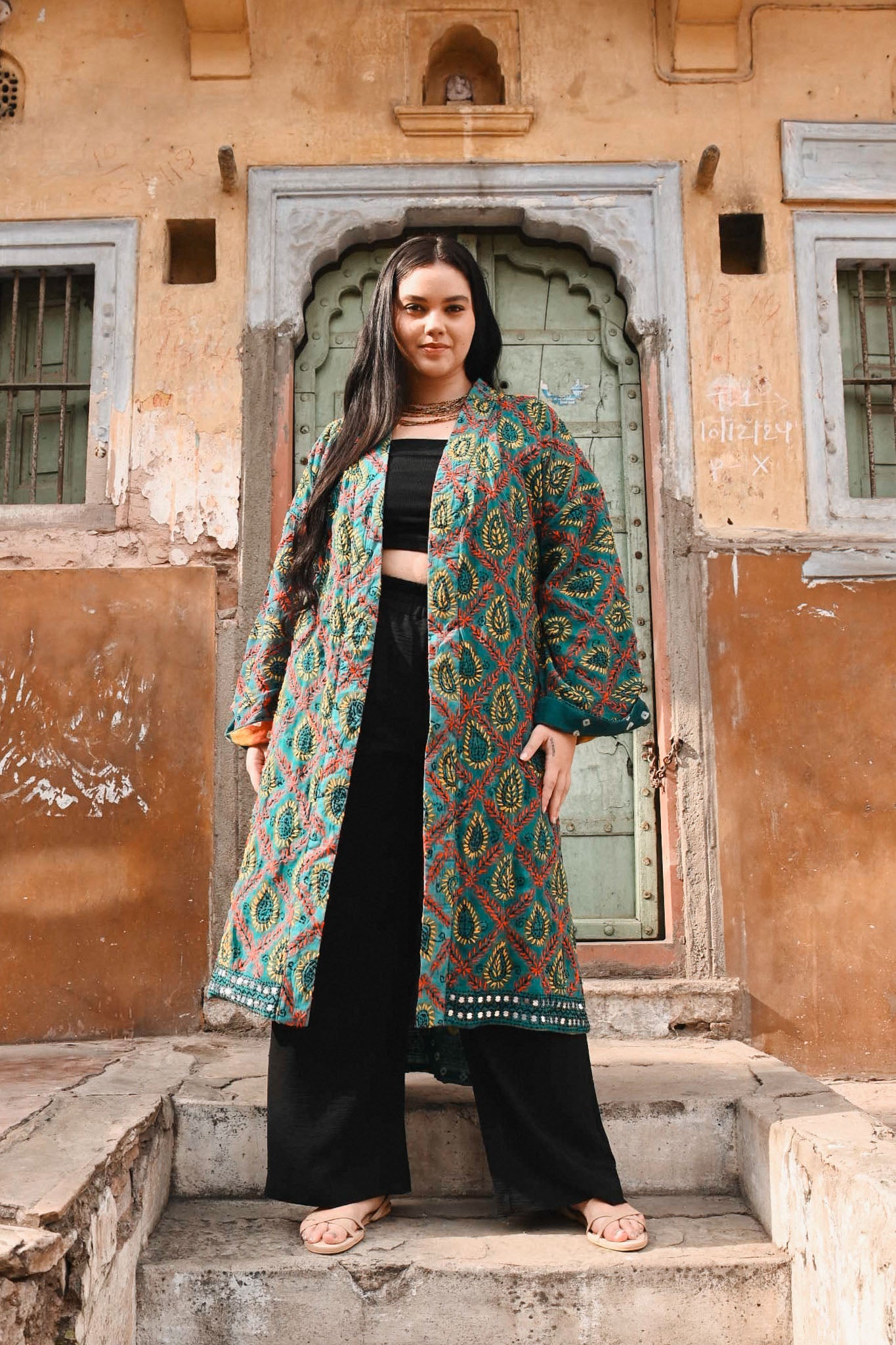 phulkari embroidery robe - Love Protect Sustain