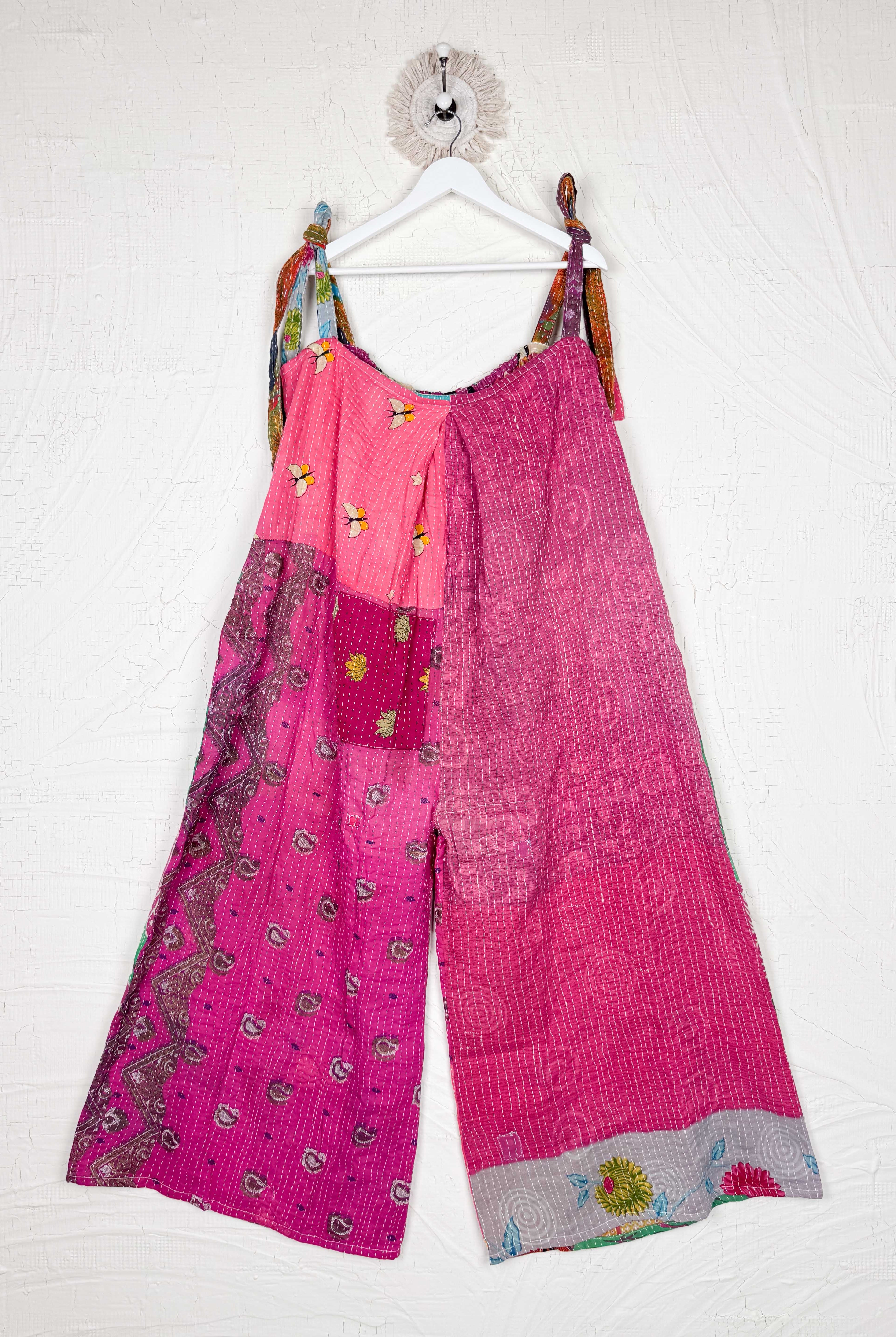 pink and green kantha jumpsuit - Love Protect Sustain