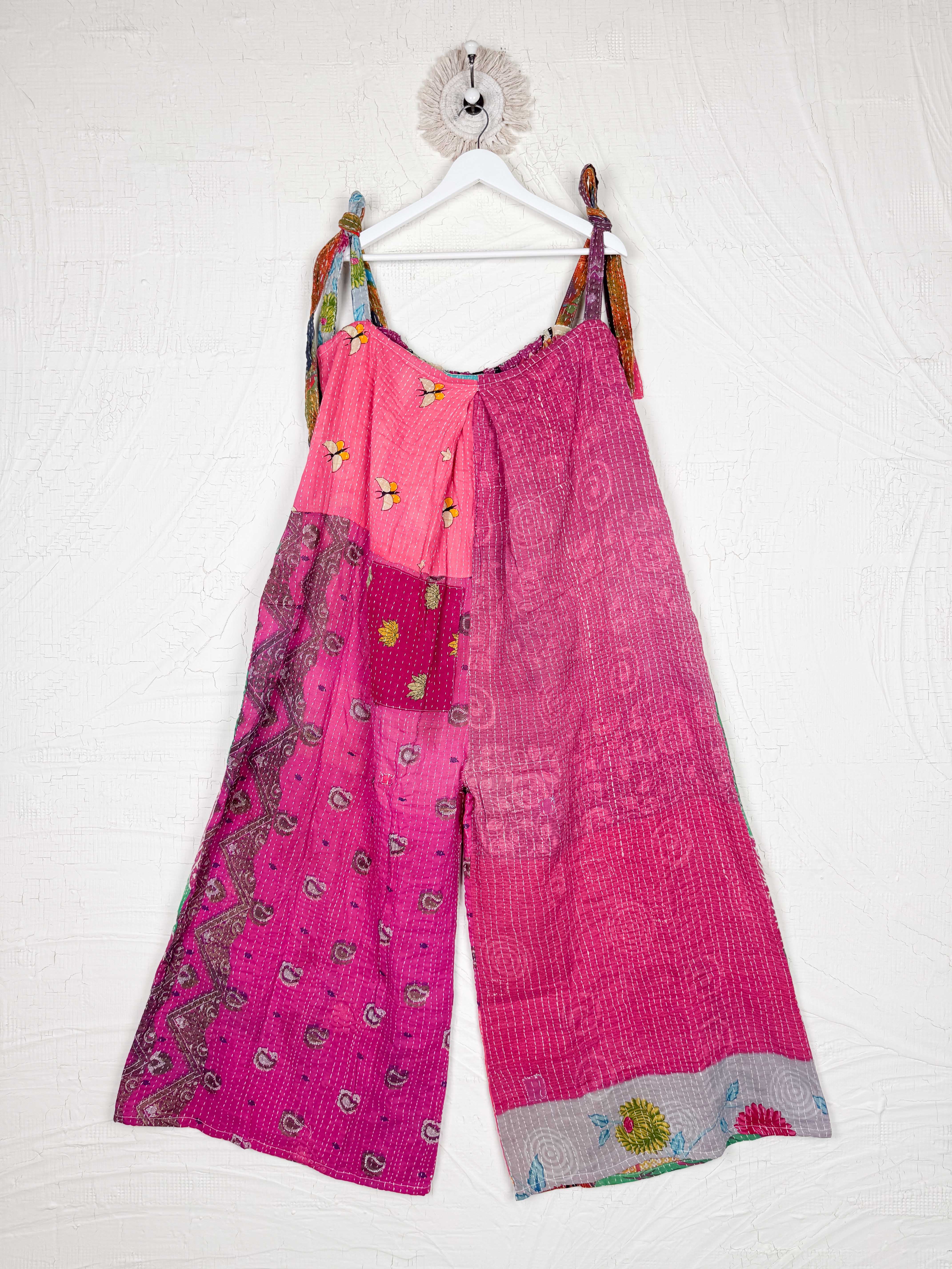 pink and green kantha jumpsuit - Love Protect Sustain