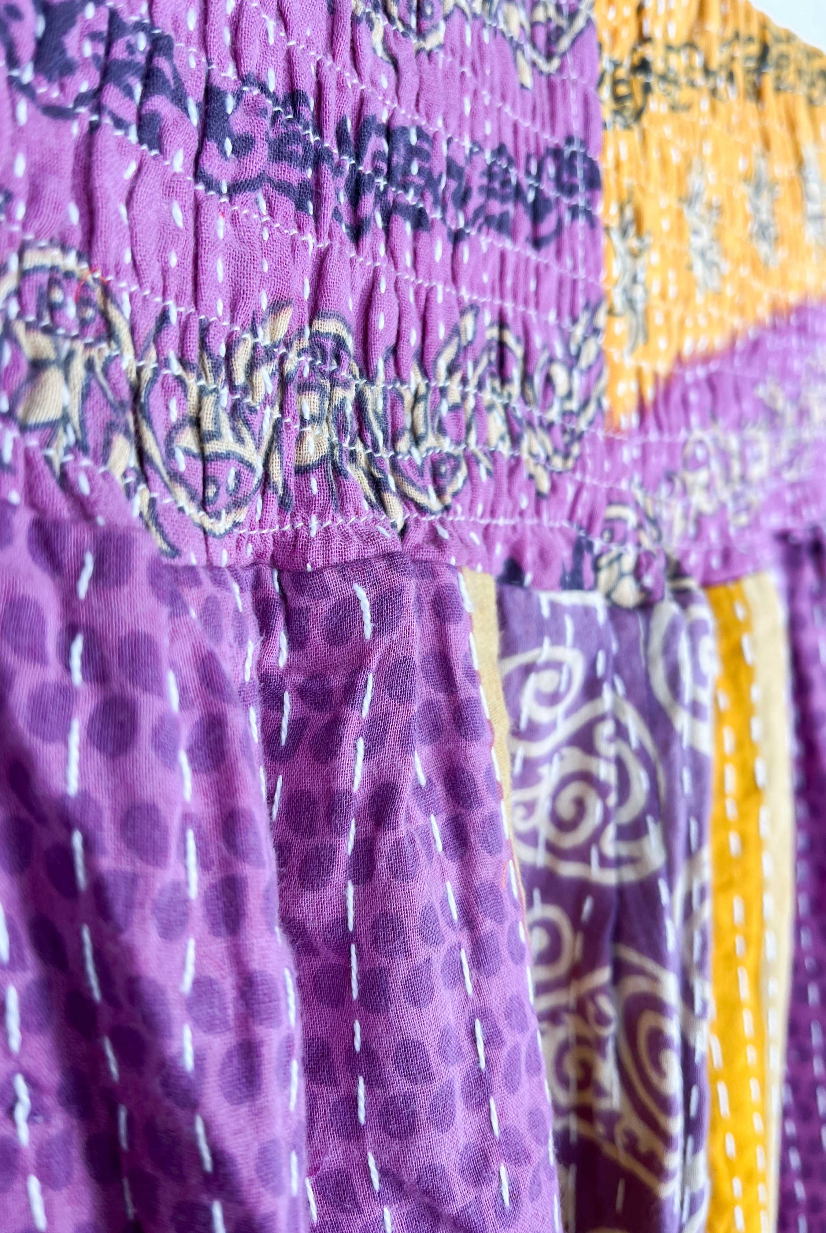 pink and pusple kantha skirt - Love Protect Sustain