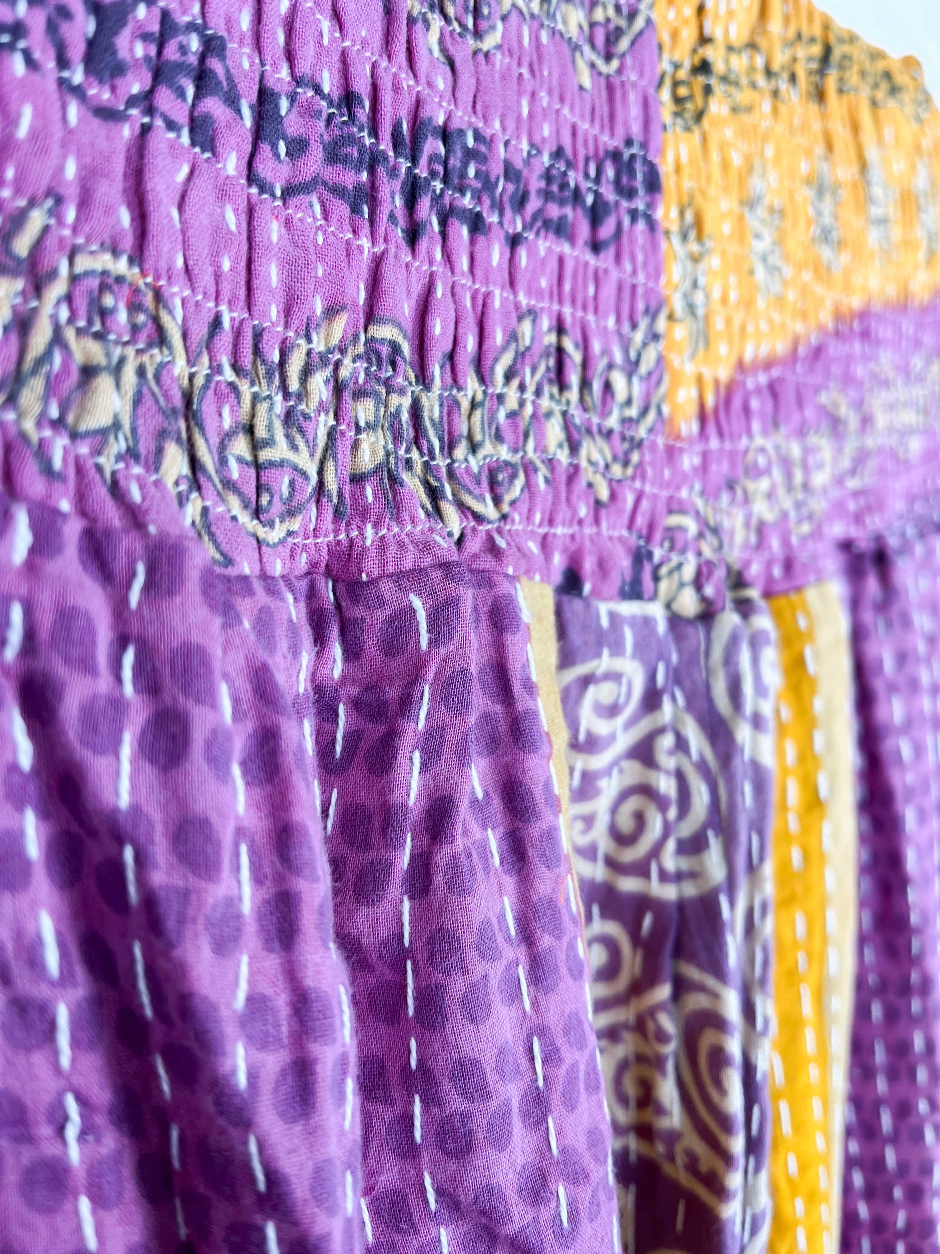 pink and pusple kantha skirt - Love Protect Sustain