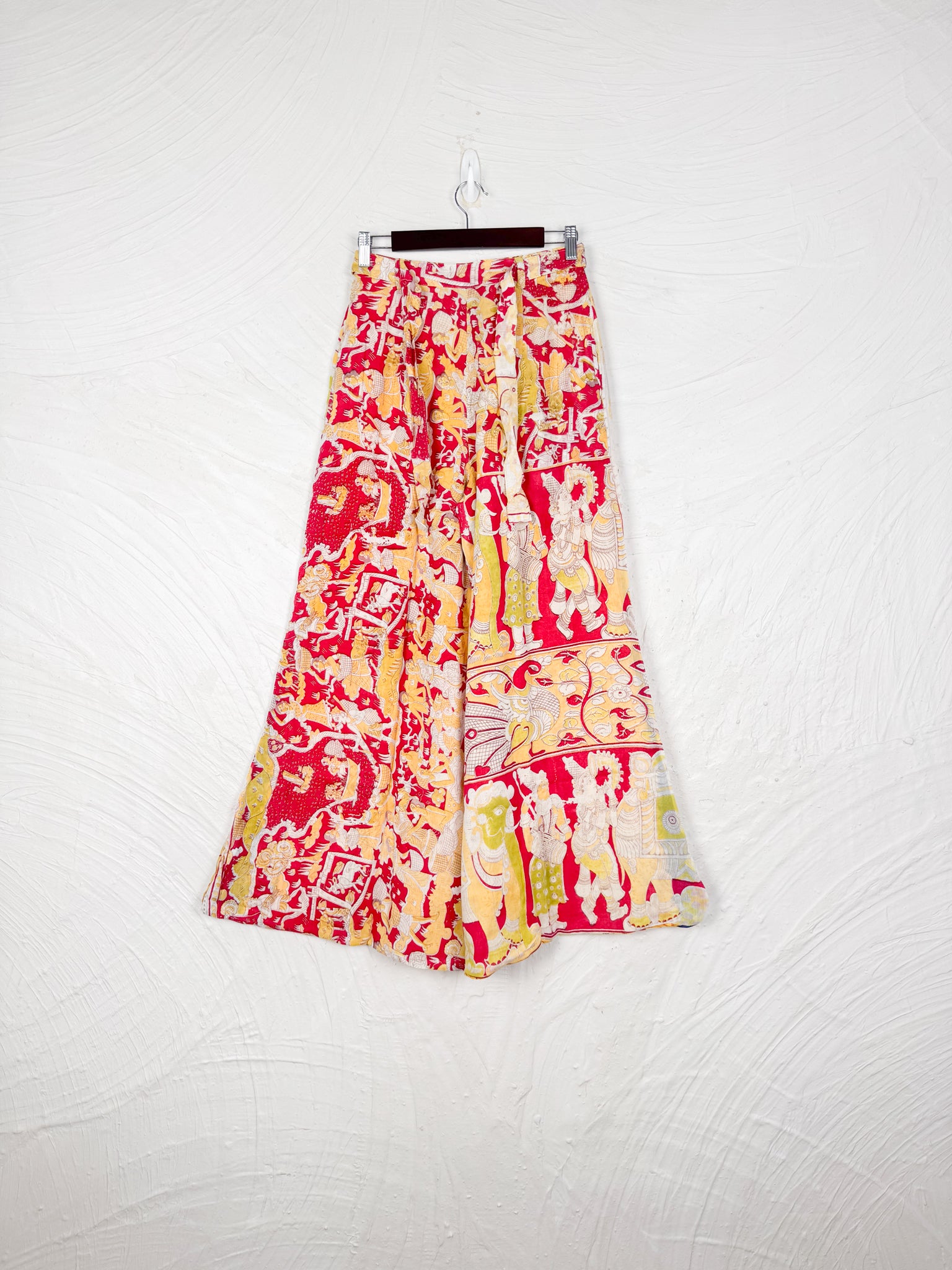 red abstract cotton pants - Love Protect Sustain