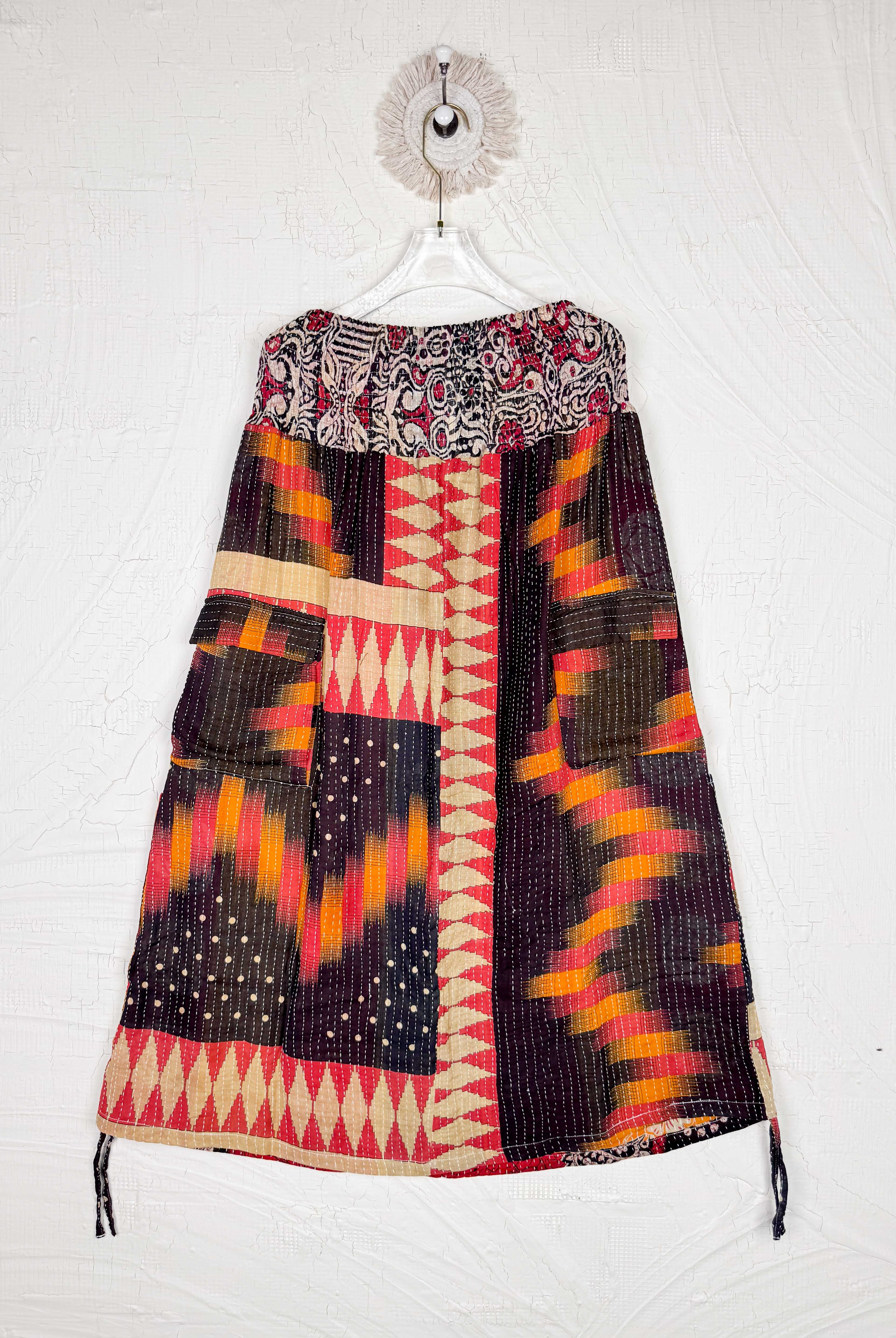 red and black kantha skirt - Love Protect Sustain