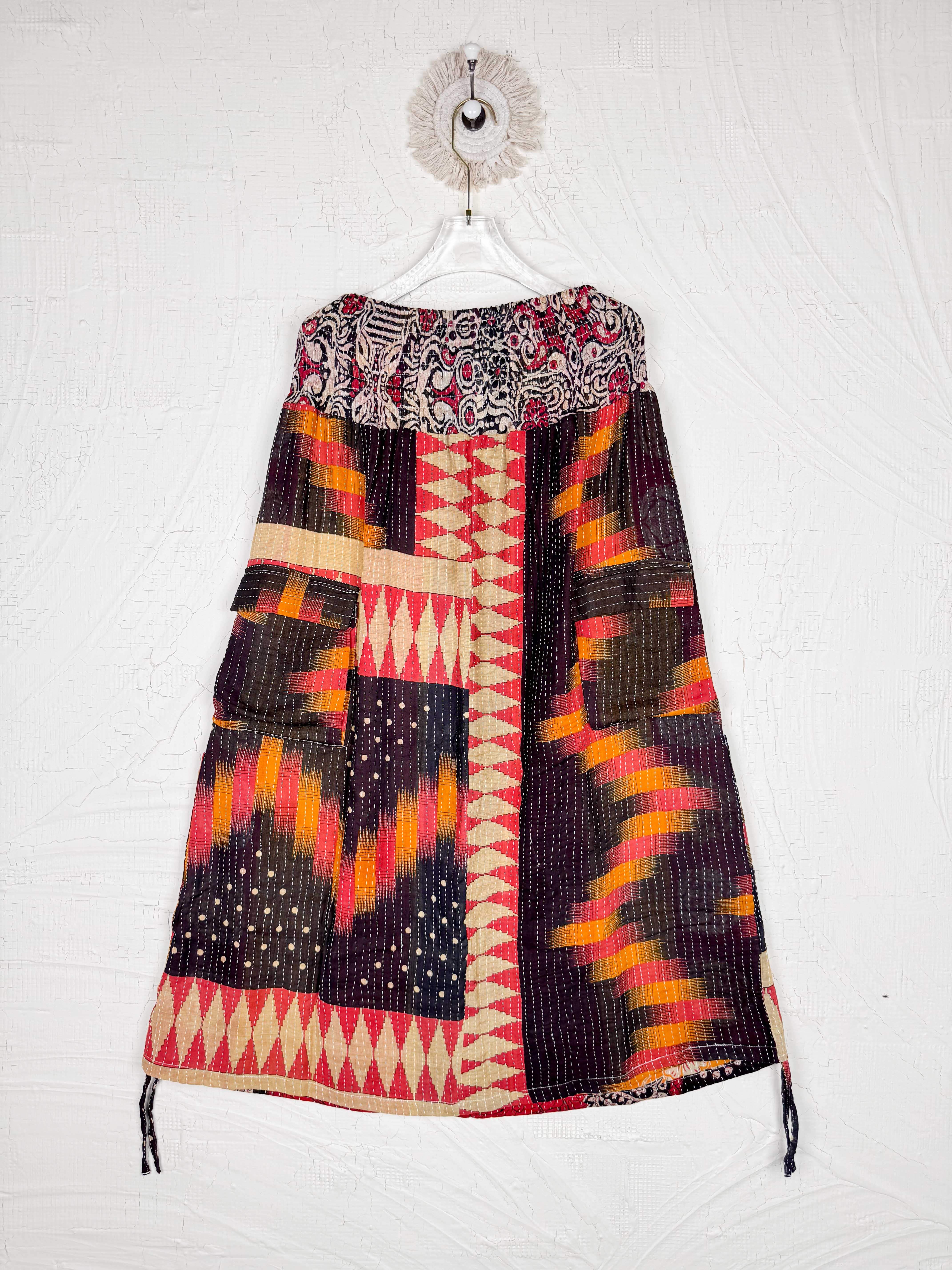 red and black kantha skirt - Love Protect Sustain