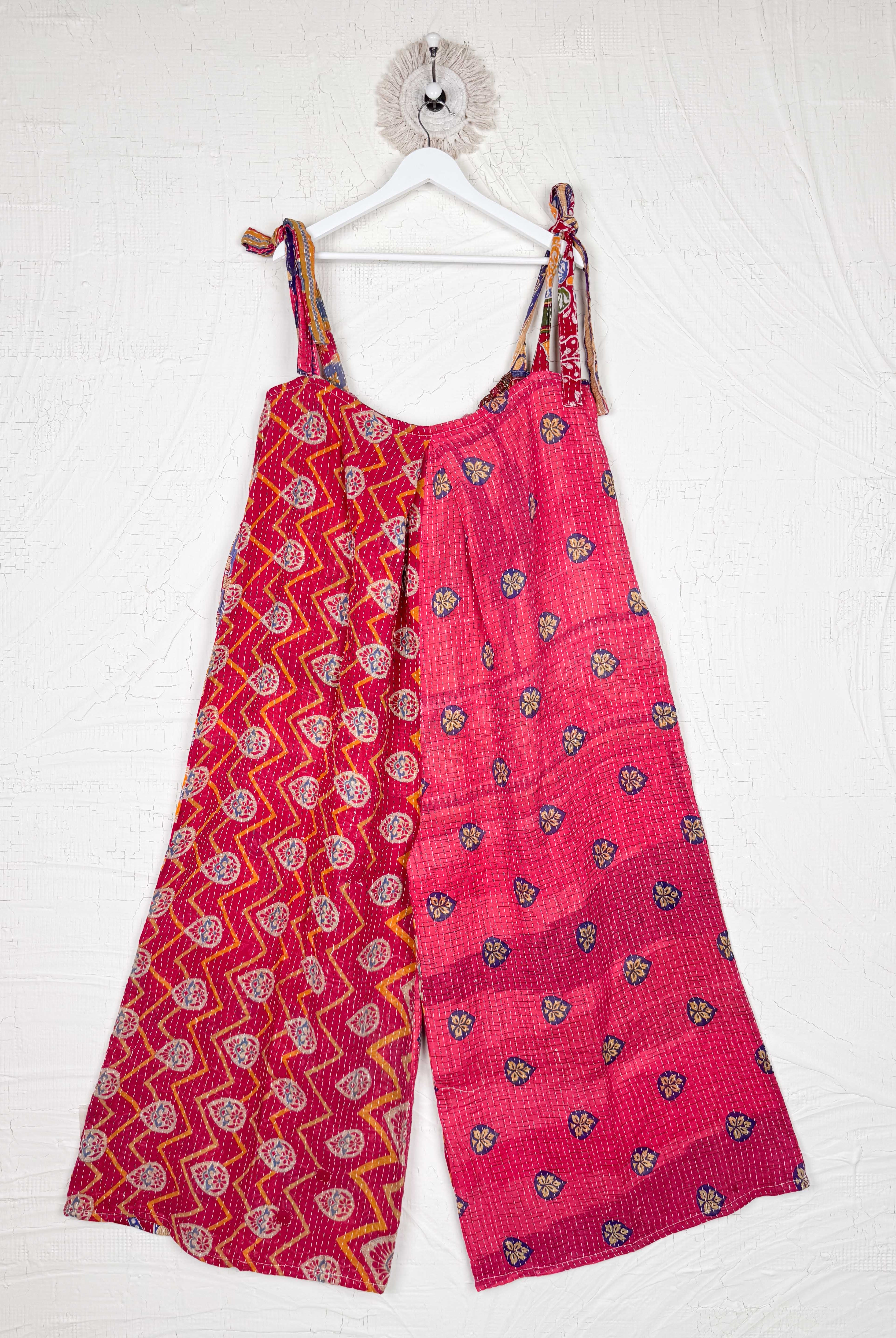 red kantha jumpsuit - Love Protect Sustain
