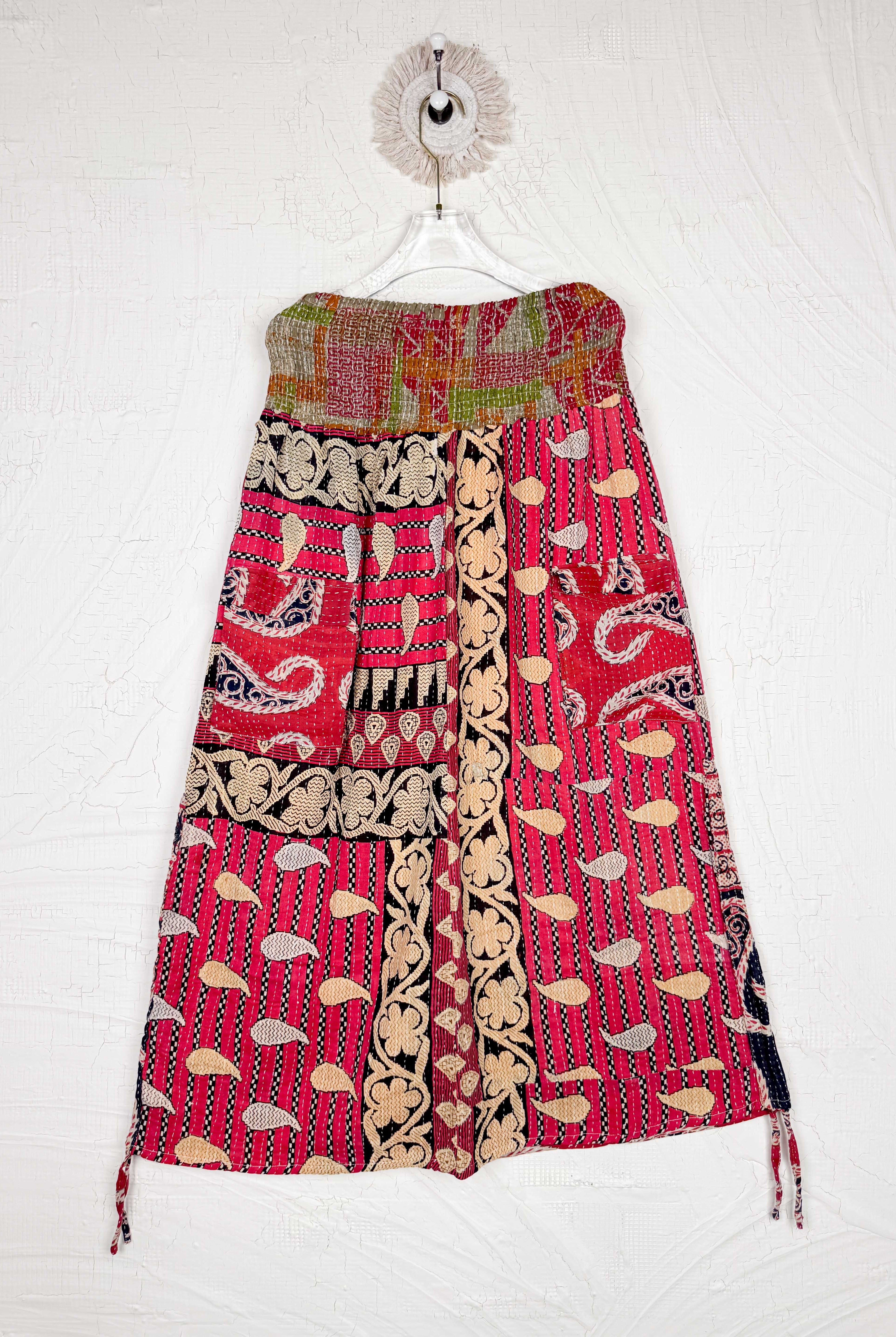 red kantha maternity skirt - Love Protect Sustain