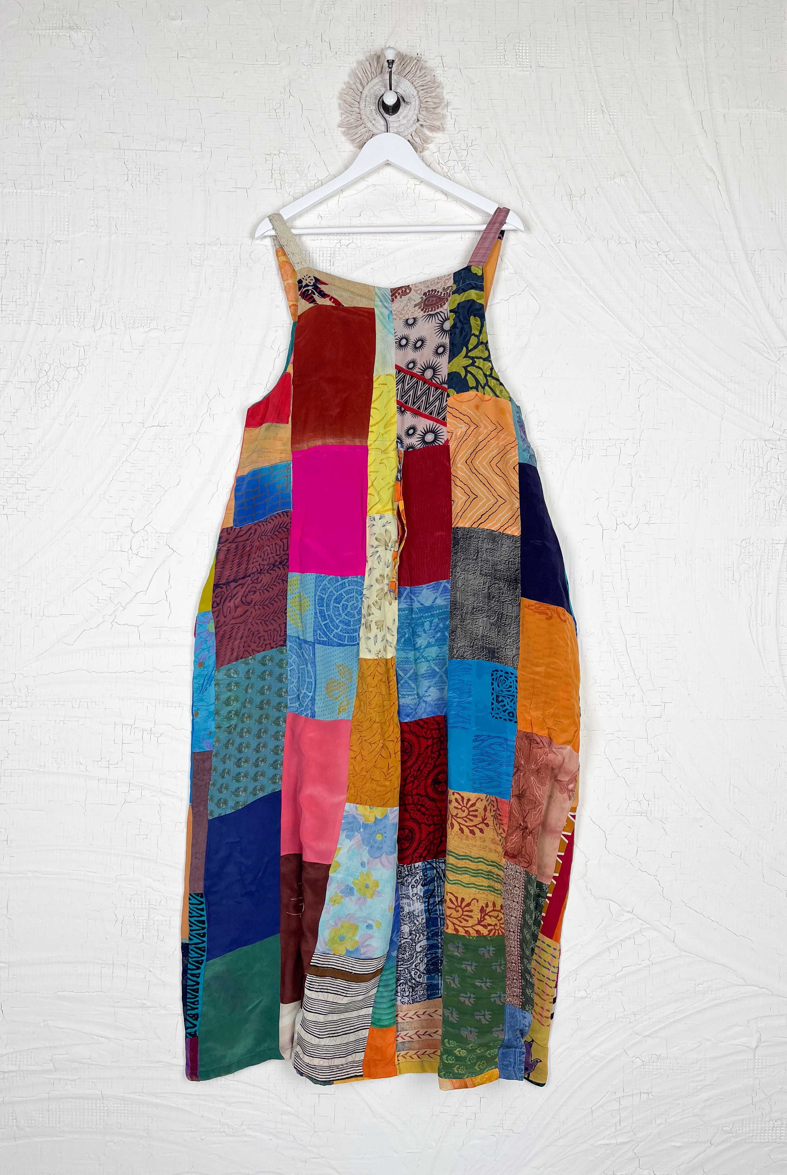 reversible silk cotton patchwork jumpsuit - Love Protect Sustain