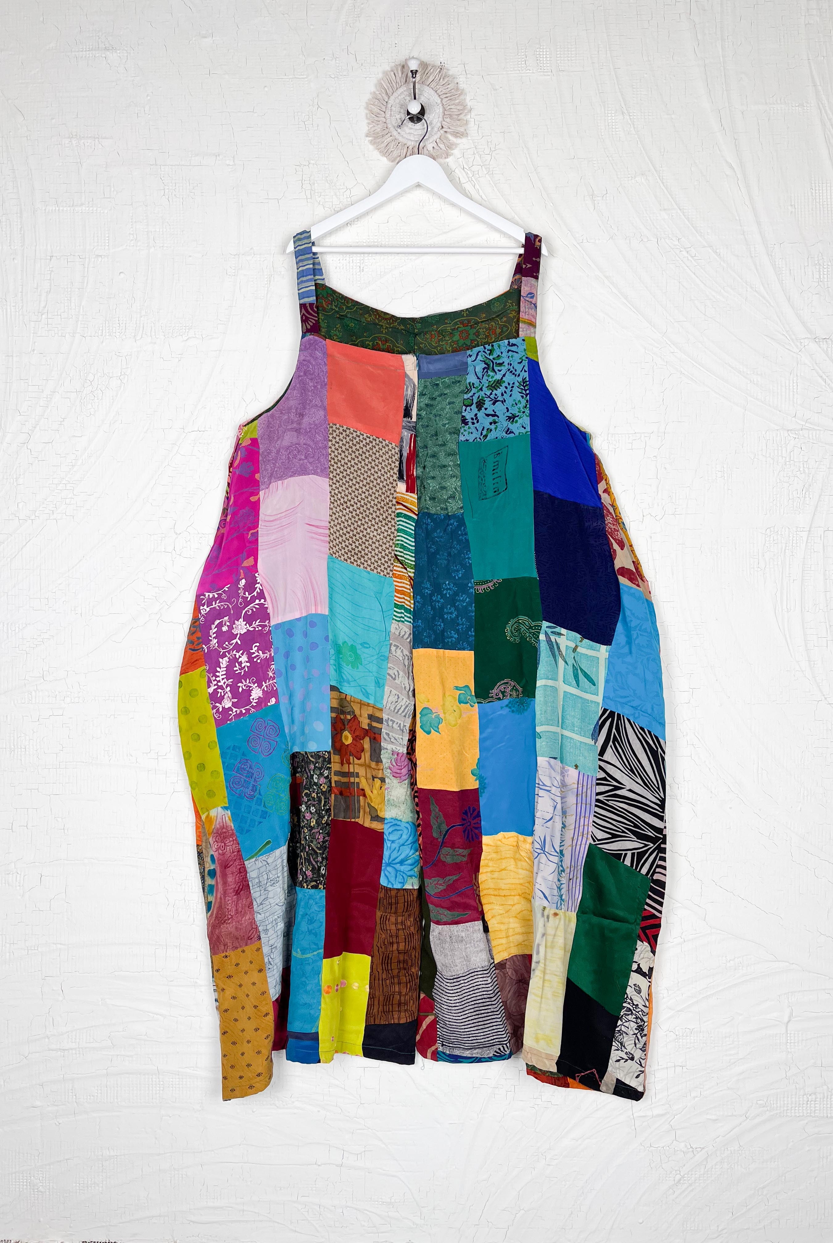 upcycled sari silk patchwork jumpsuit - Love Protect Sustain