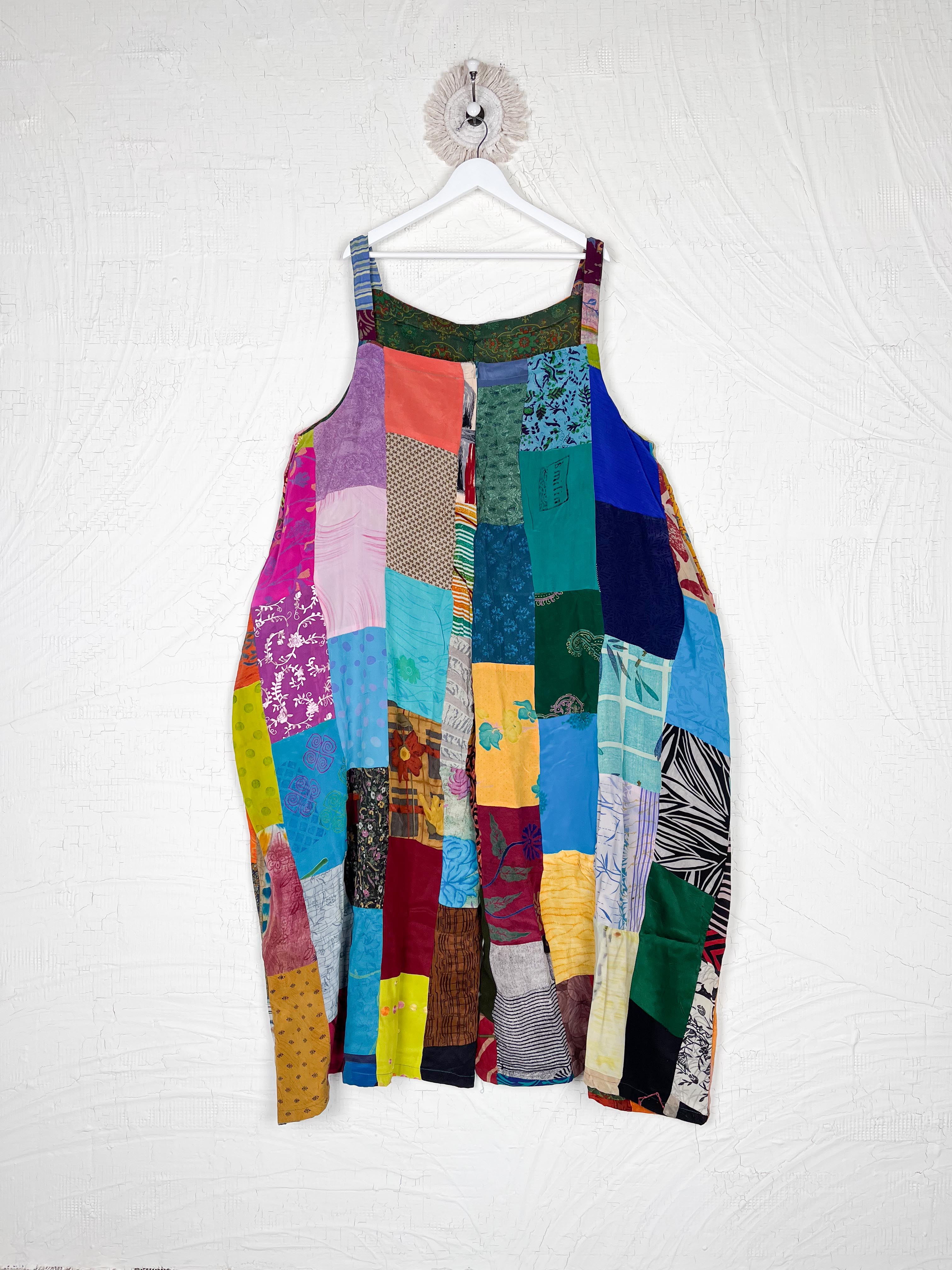 upcycled sari silk patchwork jumpsuit - Love Protect Sustain