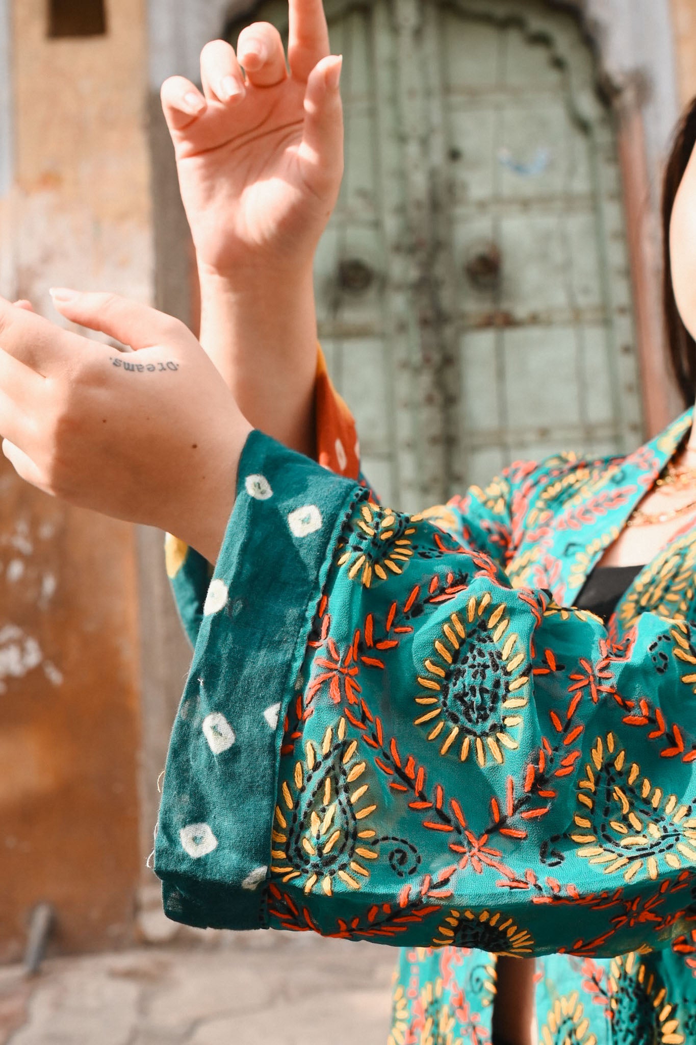 vintage embroidery robe - Love Protect Sustain