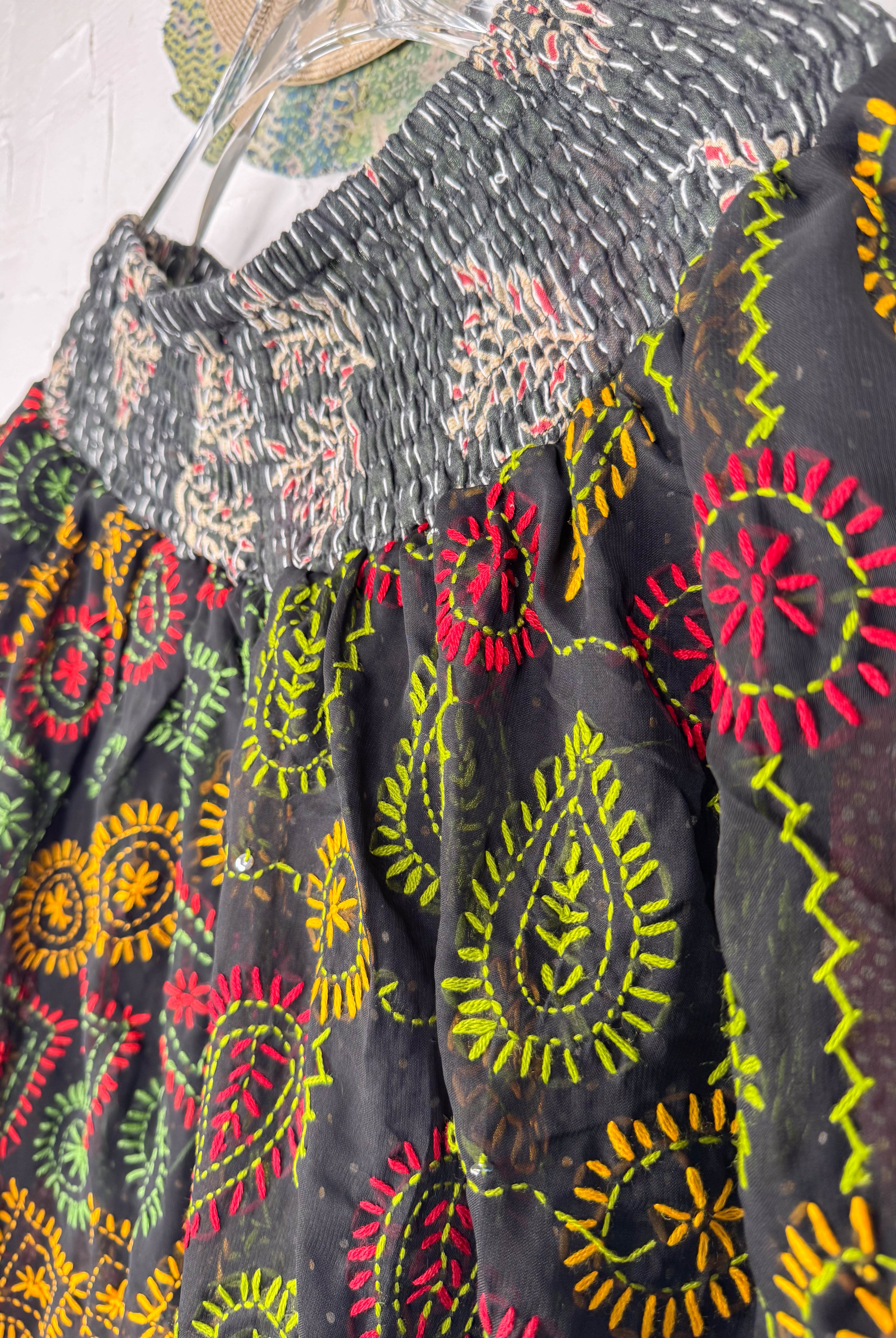 vintage handembroidery pants- Love Protect Sustain