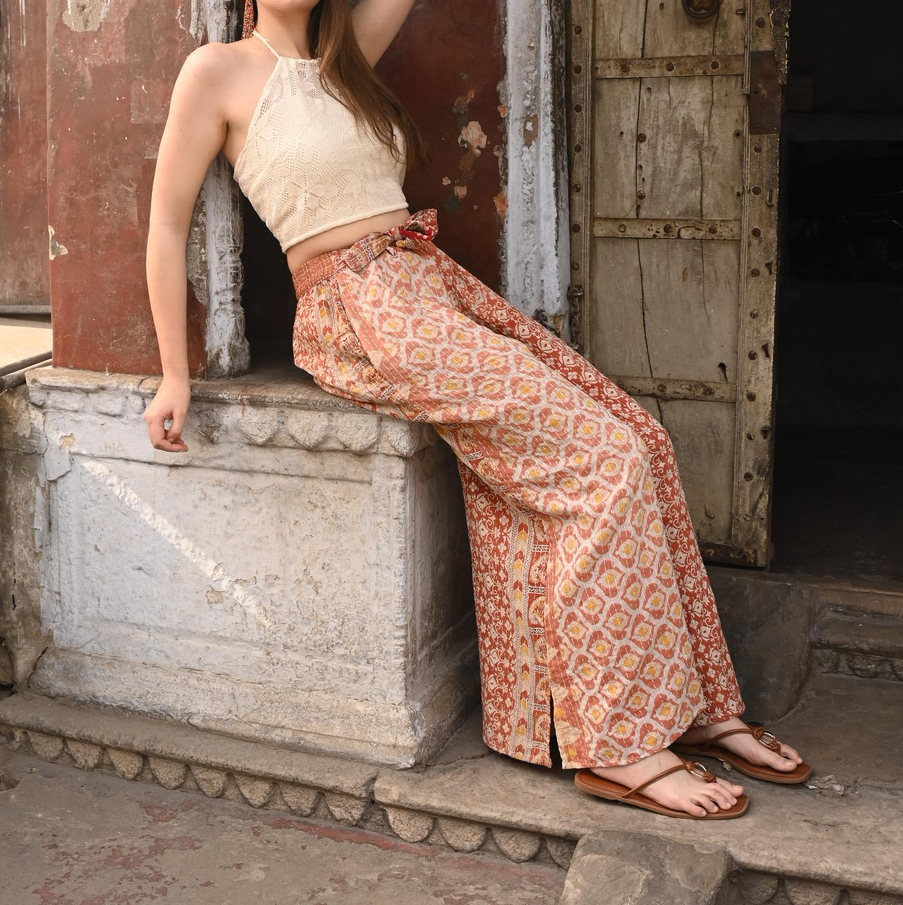 vintage kantha boho pants - Love Protect Sustain