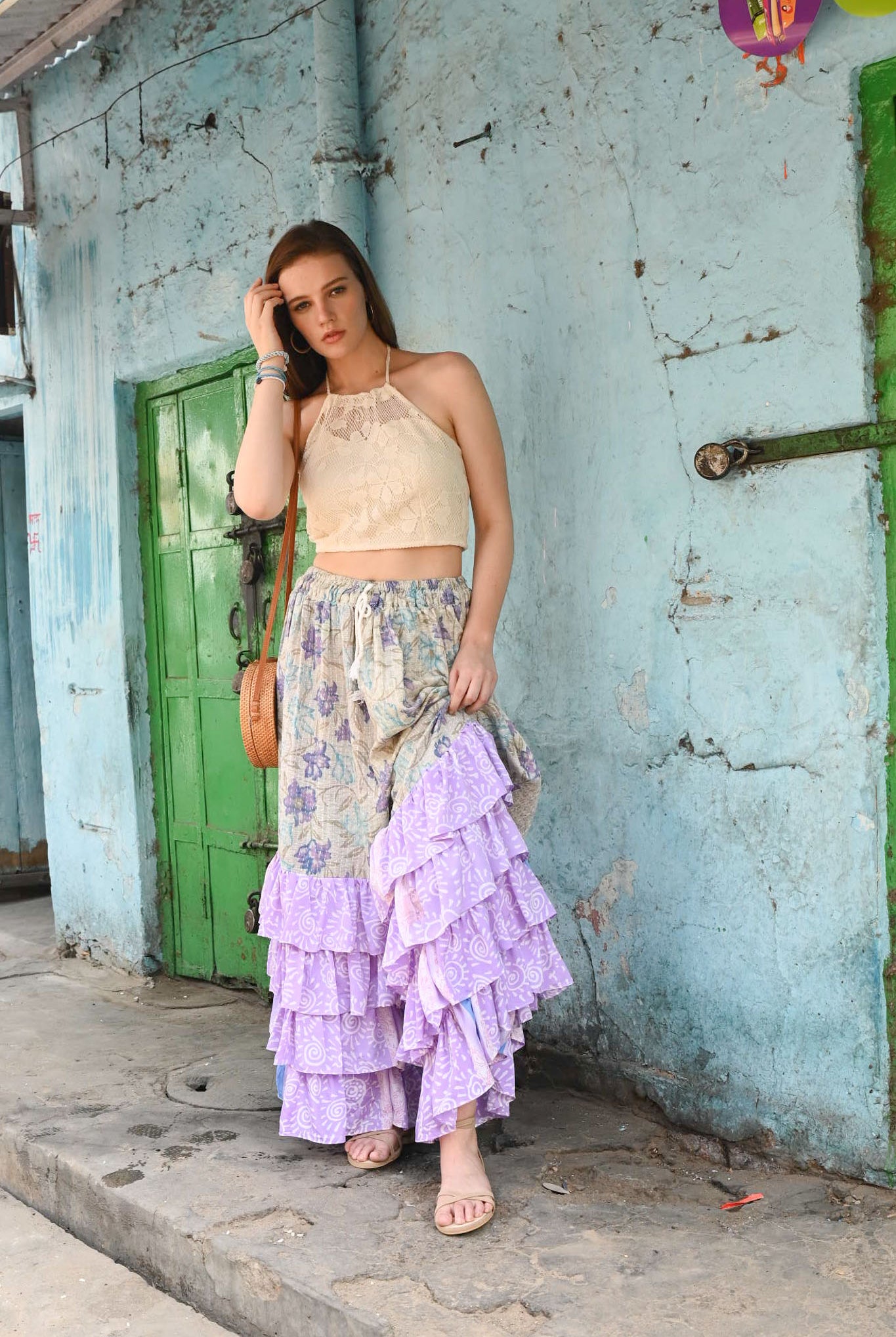 vintage kantha frill pants - Love Protect Sustain
