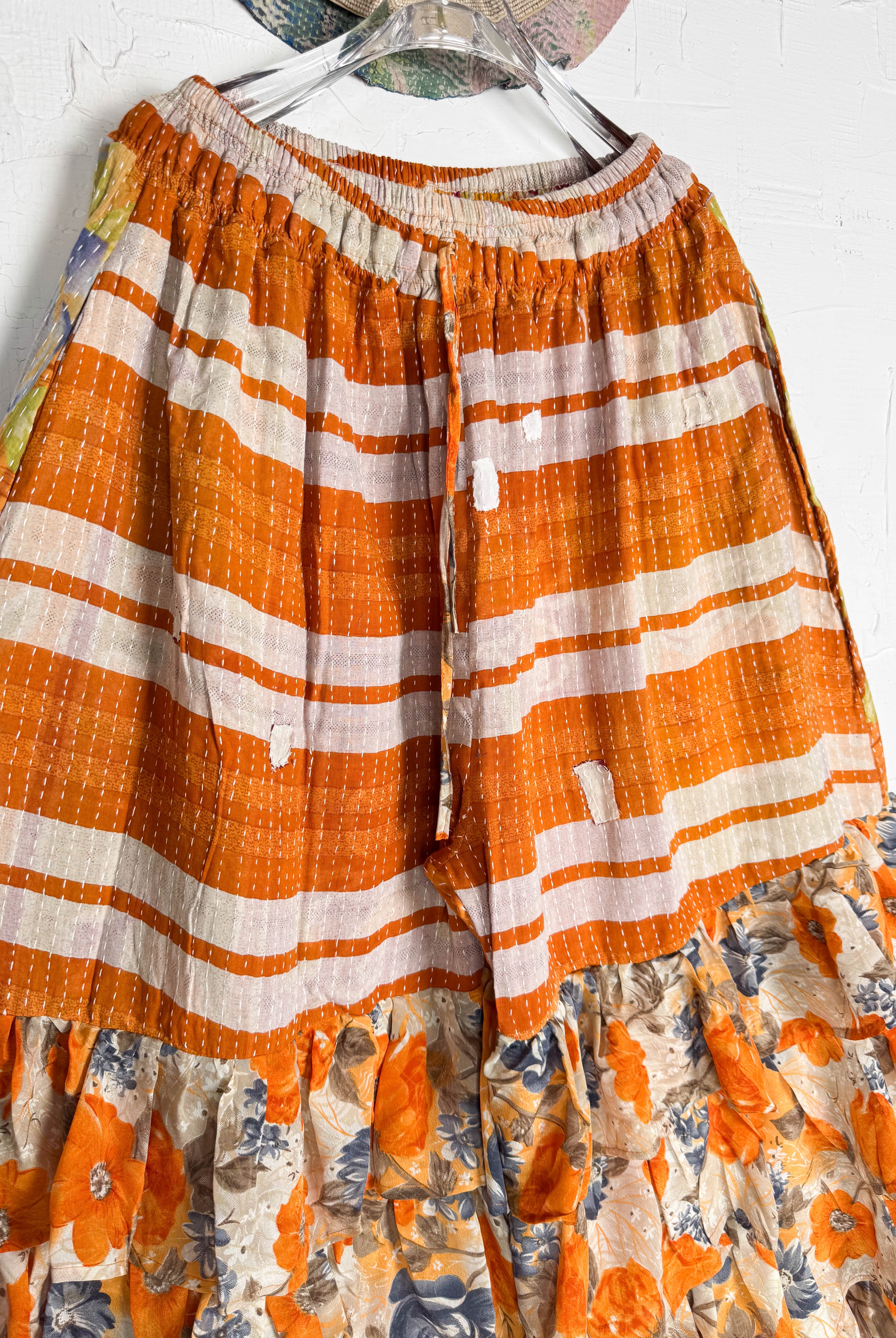 vintage kantha silk frill pants - Love Protect Sustain