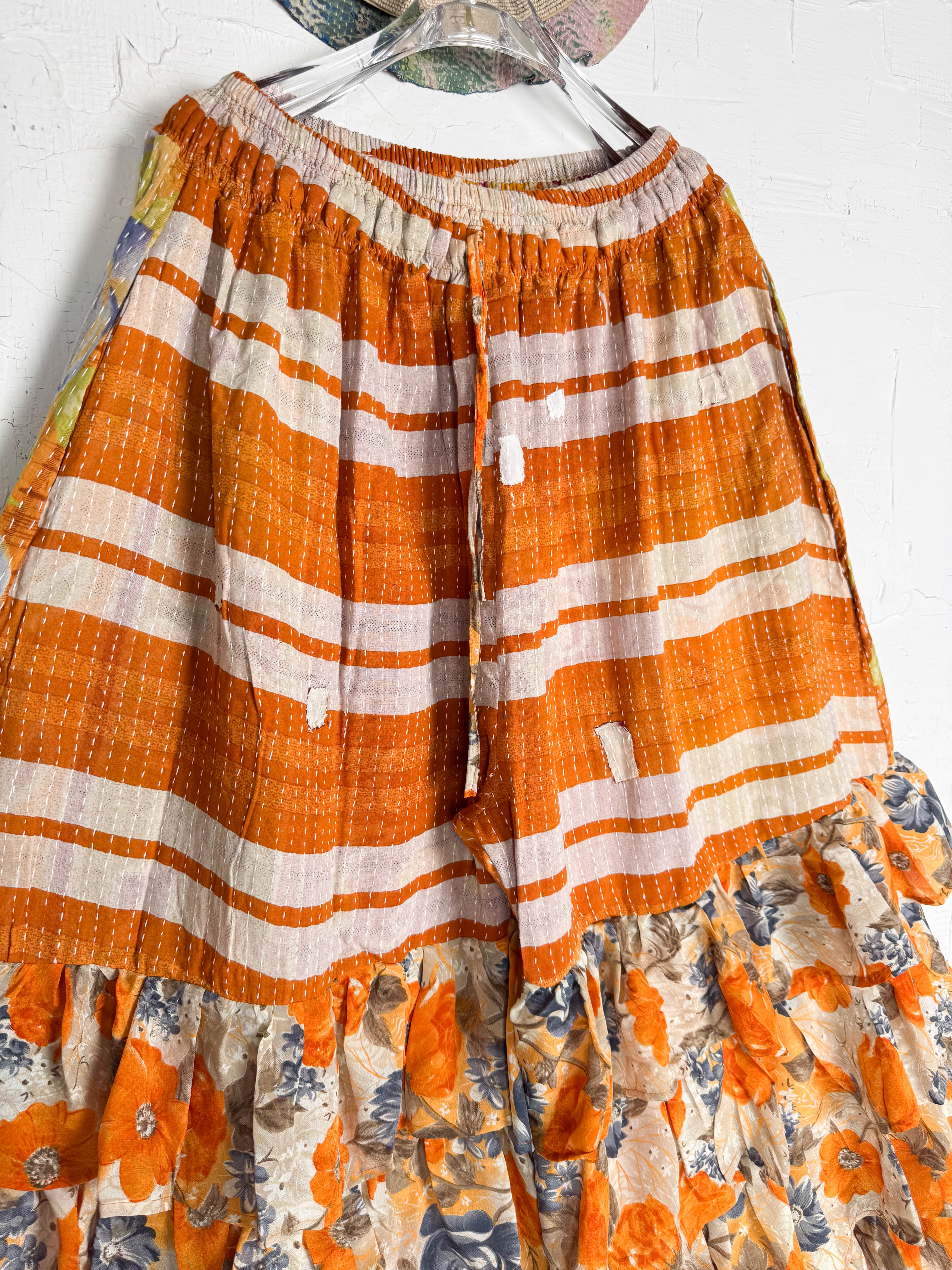 vintage kantha silk frill pants - Love Protect Sustain