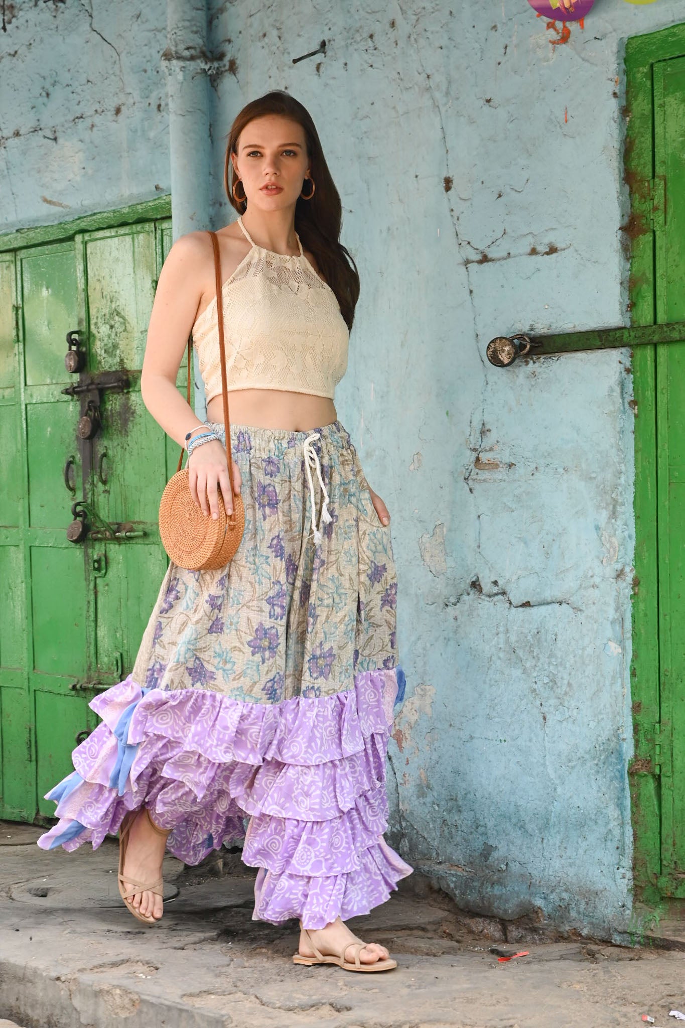 vintage ruffle leg pants - Love Protect Sustain