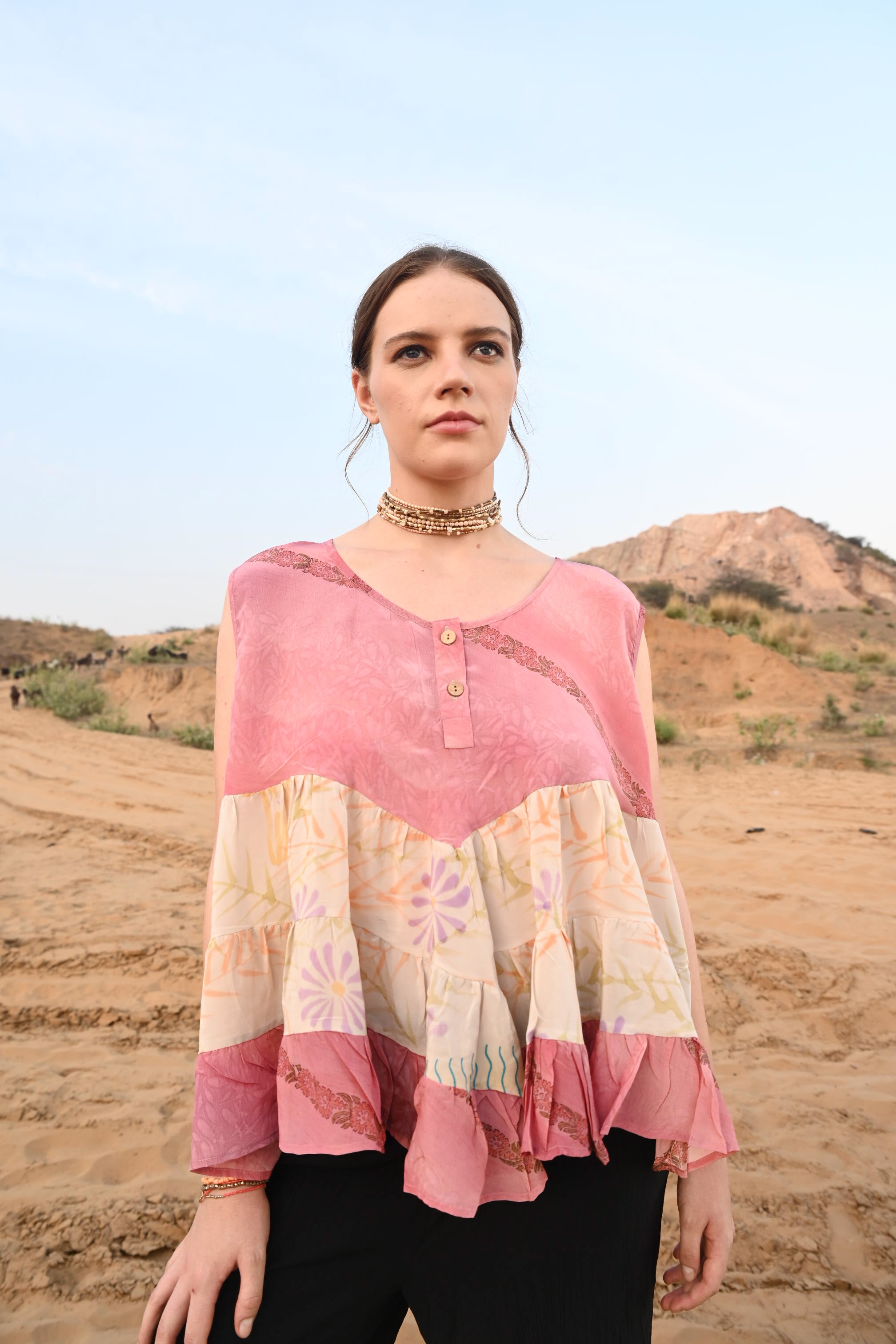 vintage silk boho top - Love Protect Sustain