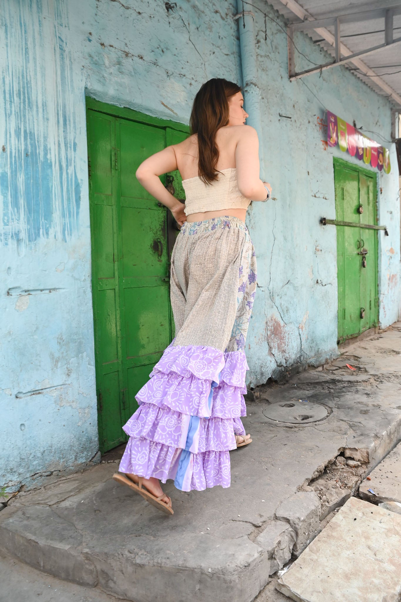 vintage silk ruffle pants - Love Protect Sustain