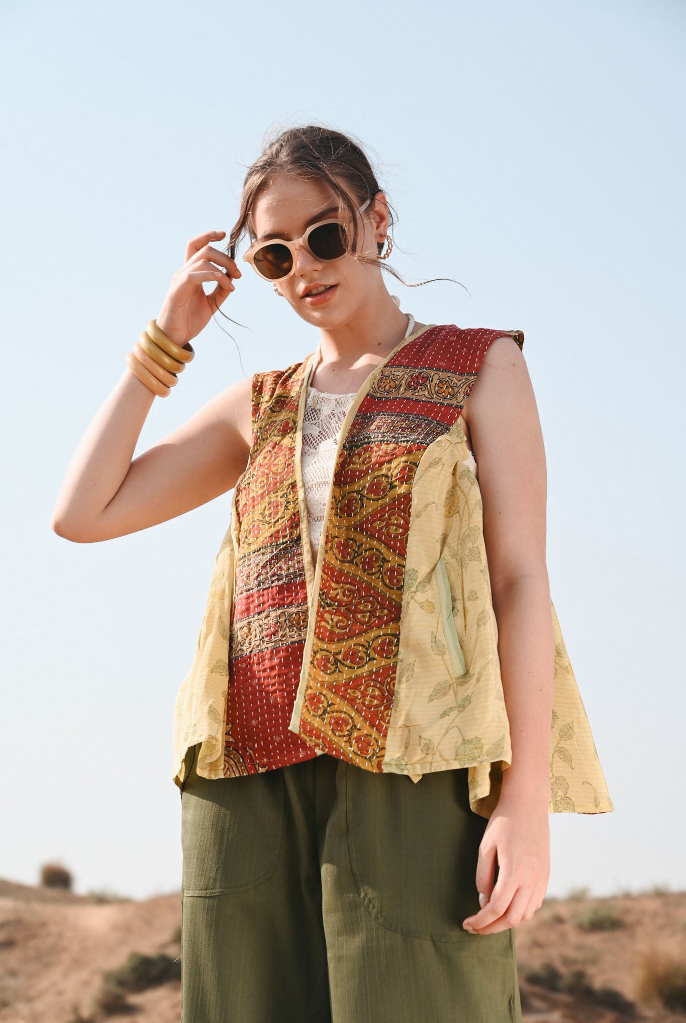 vintage silk vest women - Love Protect Sustain