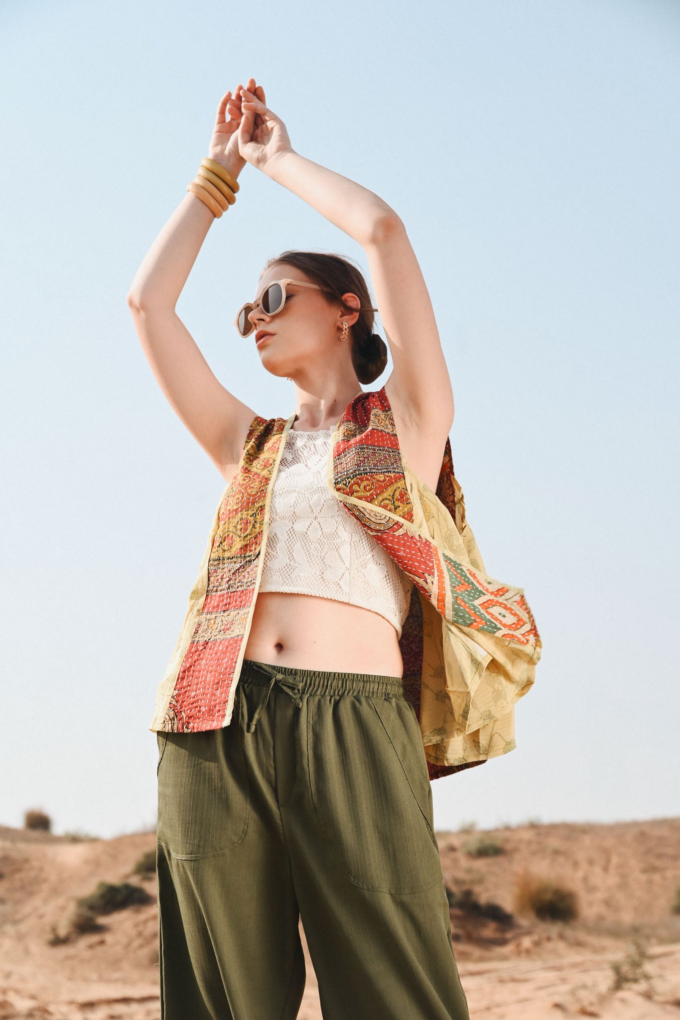 women kantha silk top - Love Protect Sustain