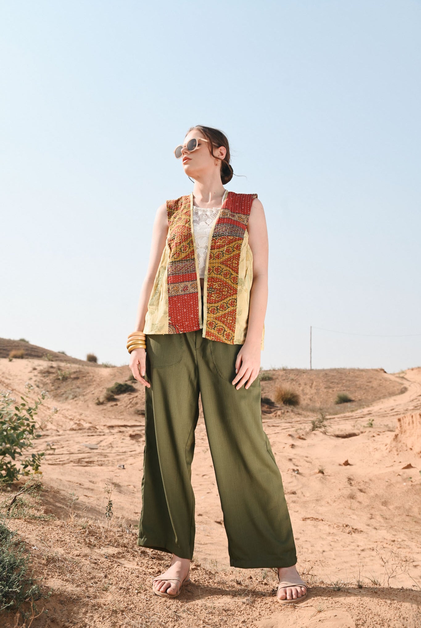 women vintage kantha vest - Love Protect Sustain
