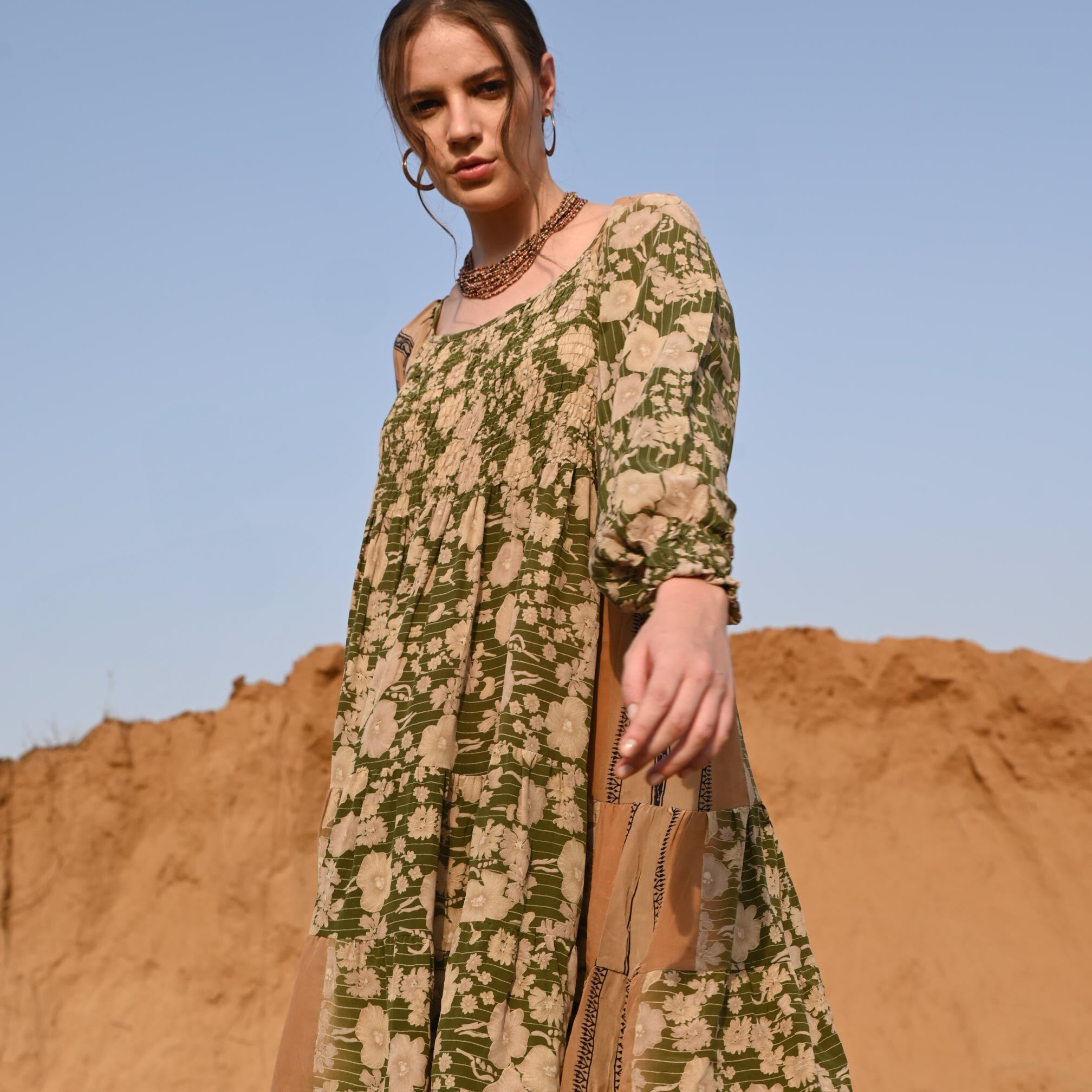 women vintage silk dress - Love Protect Sustain