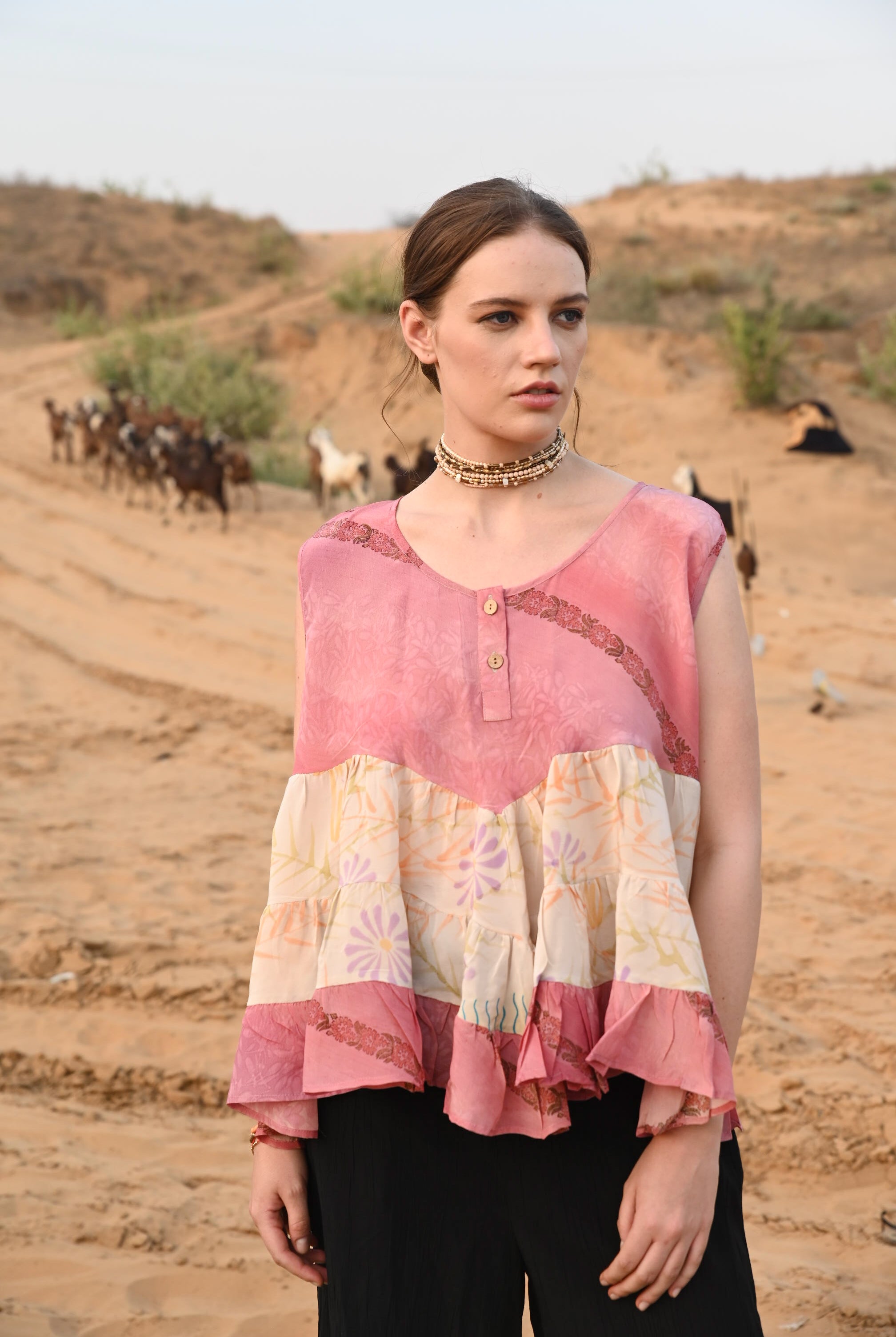 women vintage silk vest - Love Protect Sustain