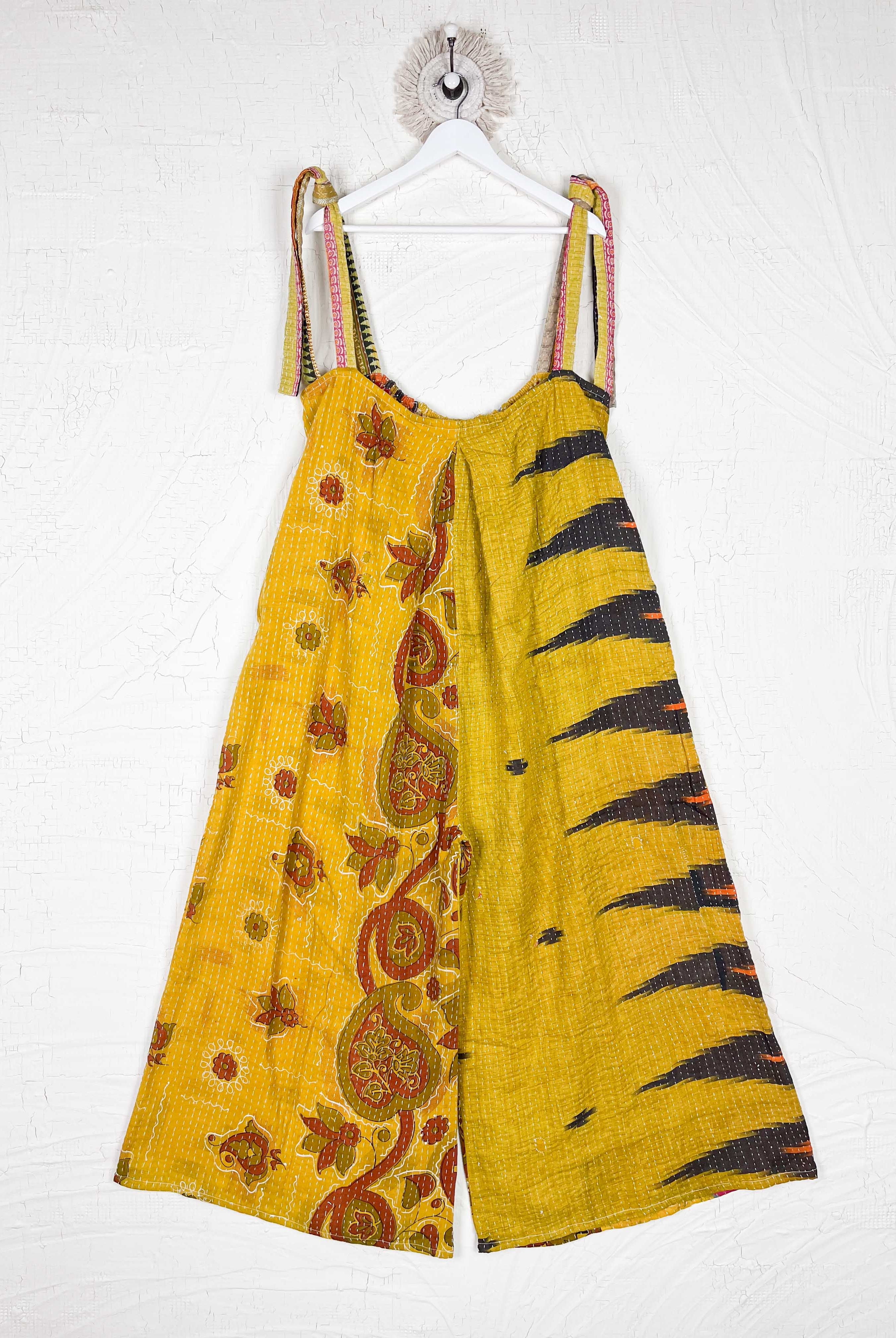 yellow Handmade embroidered jumpsuit - Love Protect Sustain