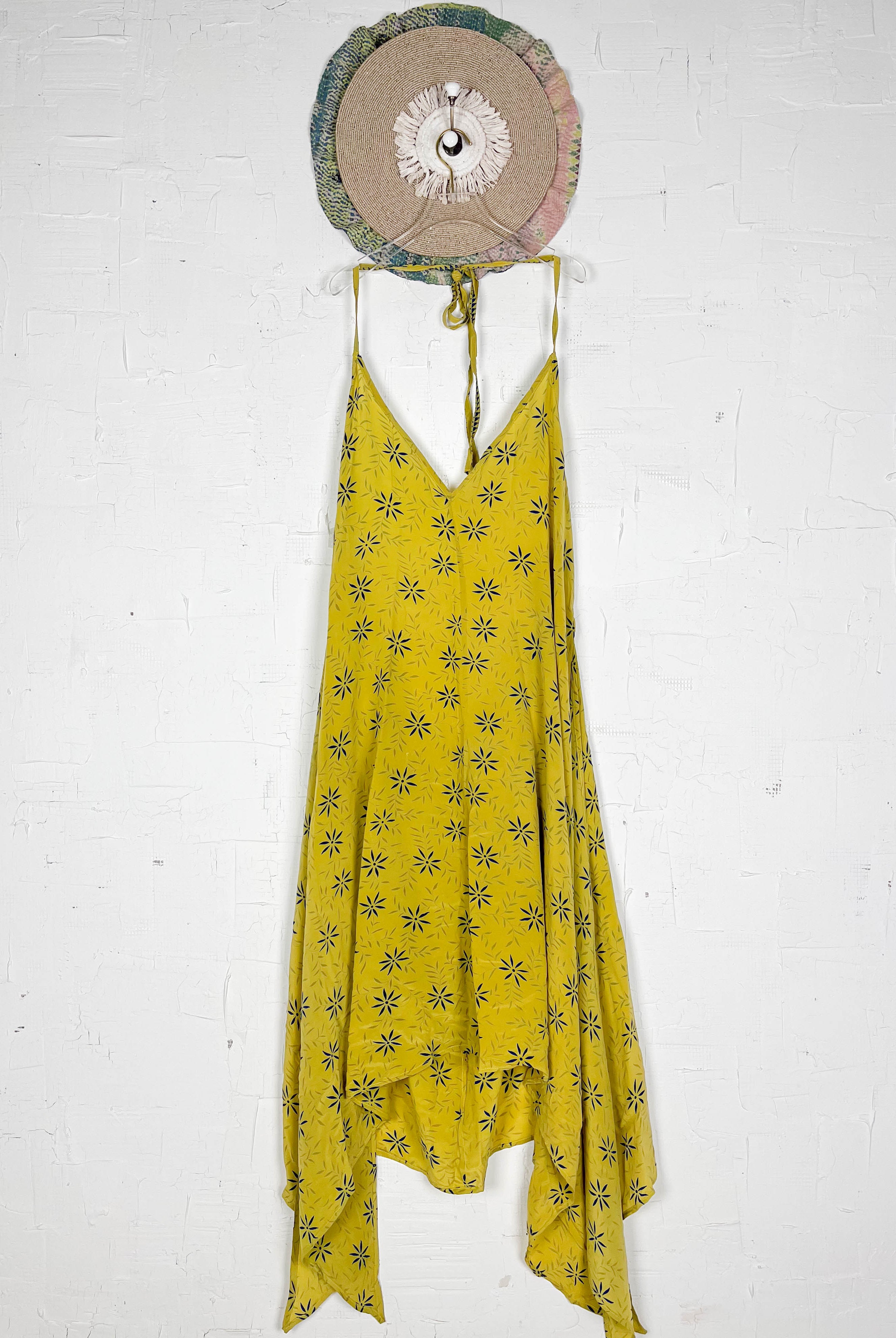 yellow boho silk dress - Love Protect Sustain