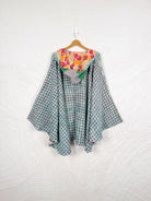 Blue Kantha Poncho - Love Protect Sustain